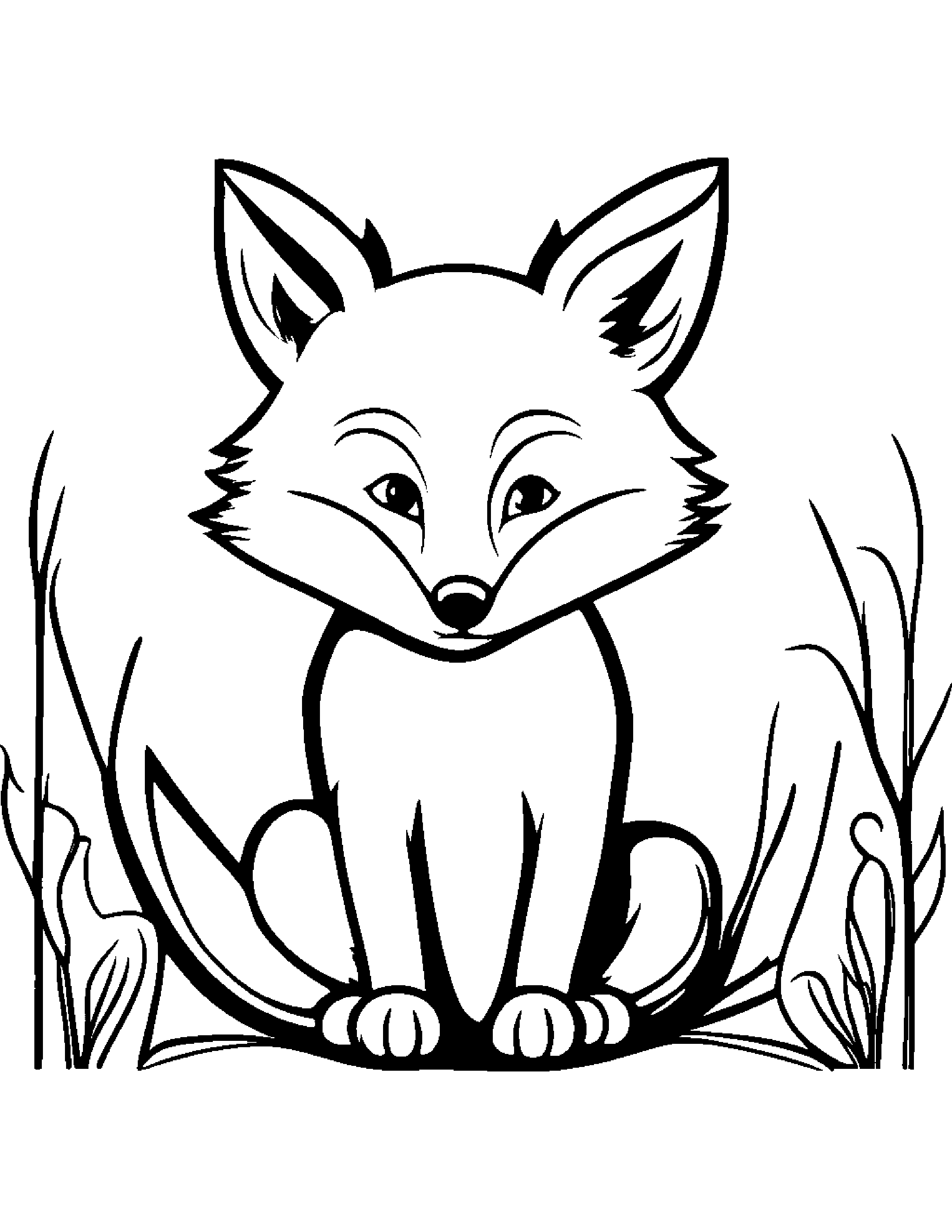 Playful Fox Learning To Count To Ten #5 Coloring Page (Free Printable PDF)