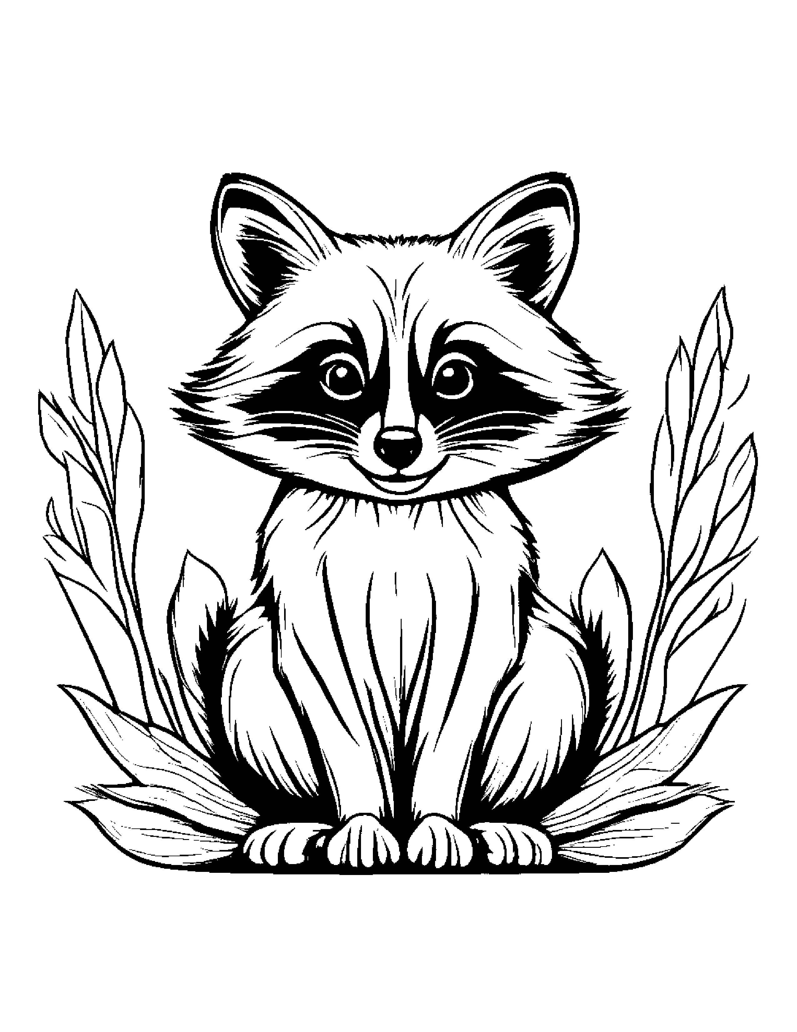 Playful Raccoon #2 Coloring Page (Free Printable PDF)