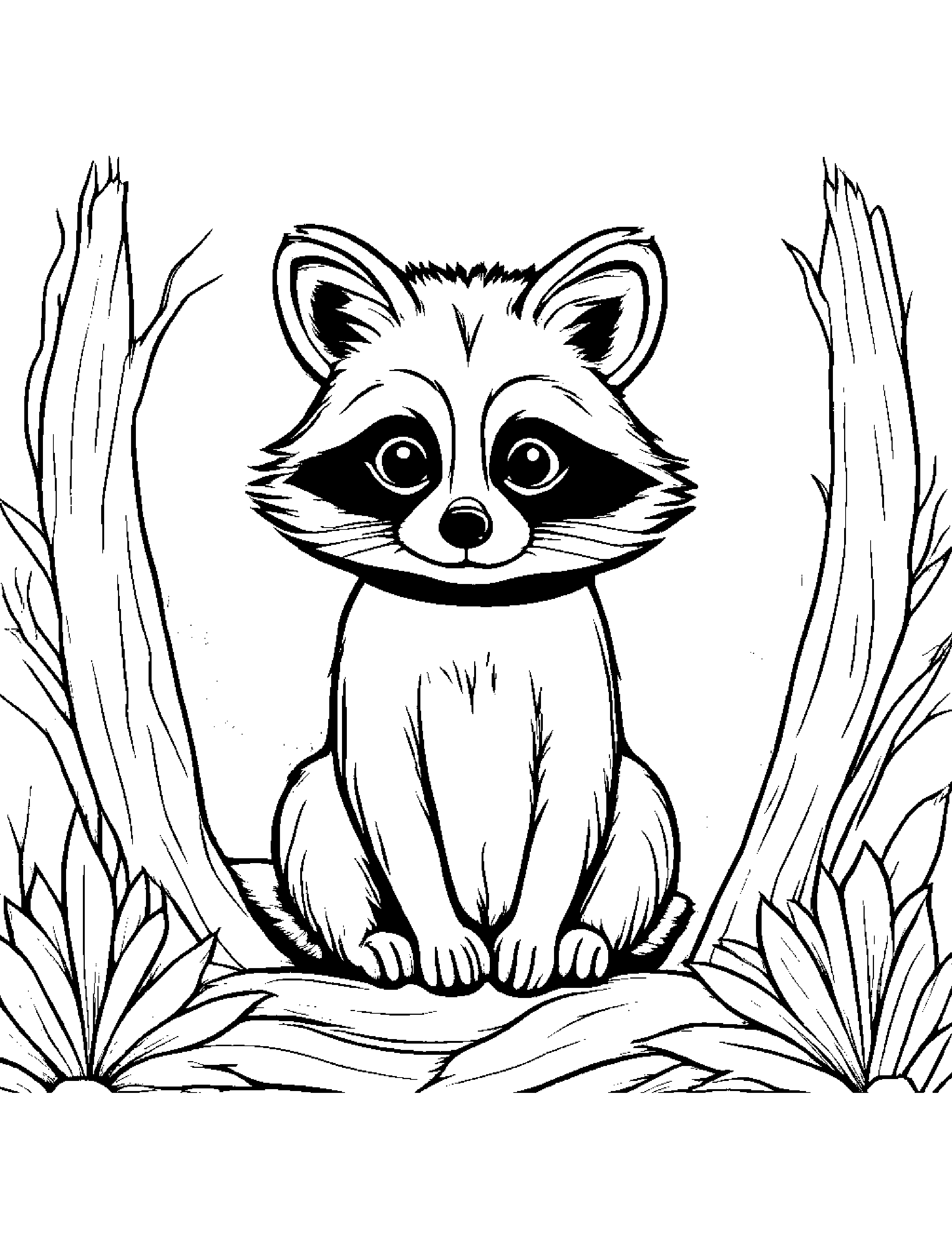 Playful Raccoon Coloring Page (Free Printable PDF)