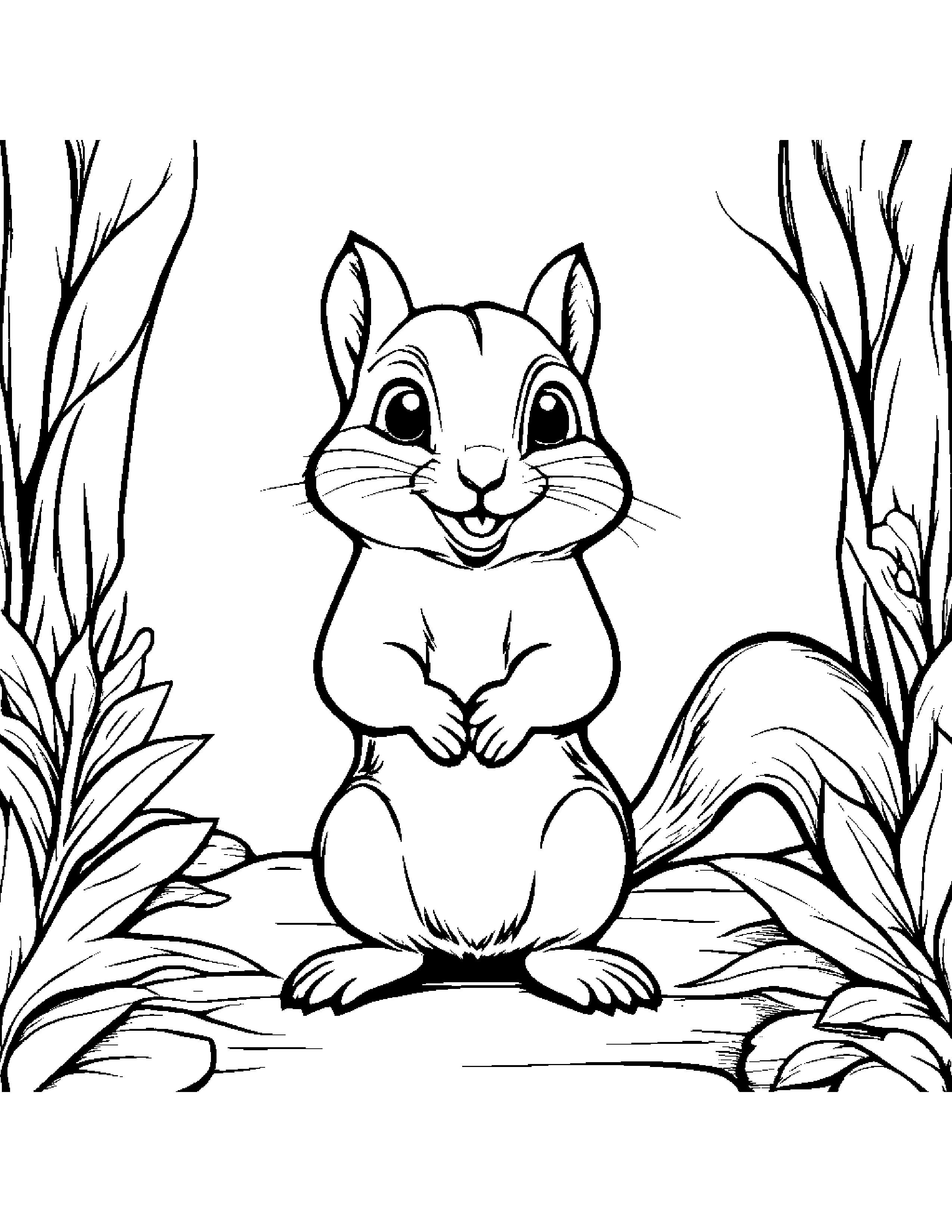 Polite Chipmunk Waving #3 Coloring Page (Free Printable PDF)