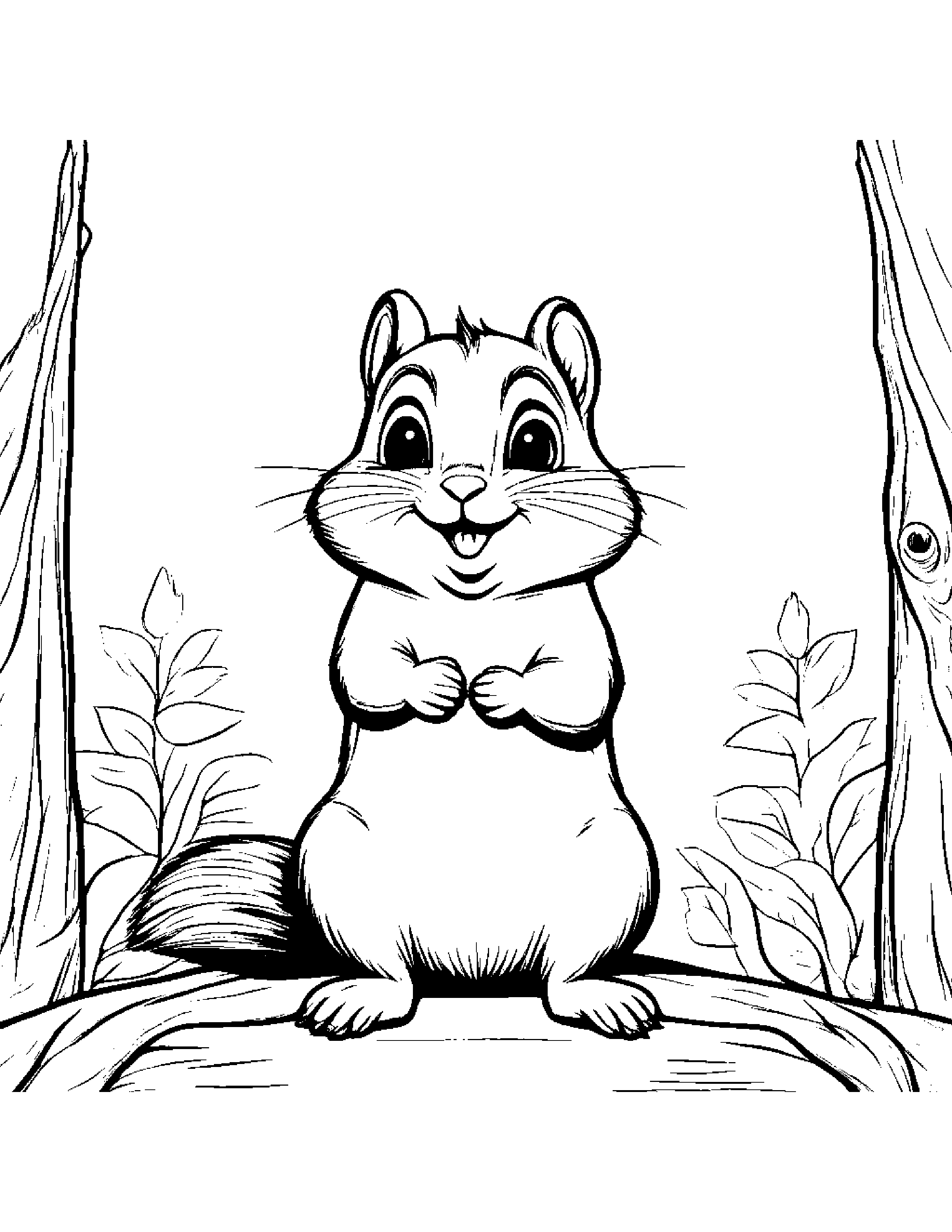 Polite Chipmunk Waving Coloring Page (Free Printable PDF)