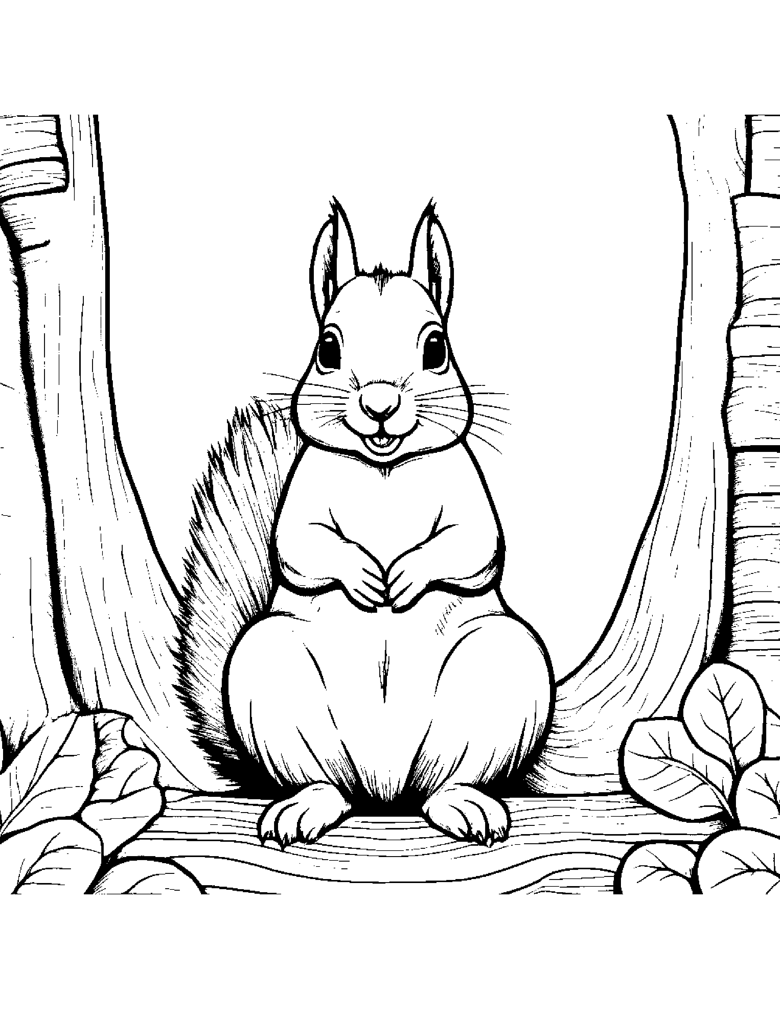 Polite Squirrel #2 Coloring Page (Free Printable PDF)