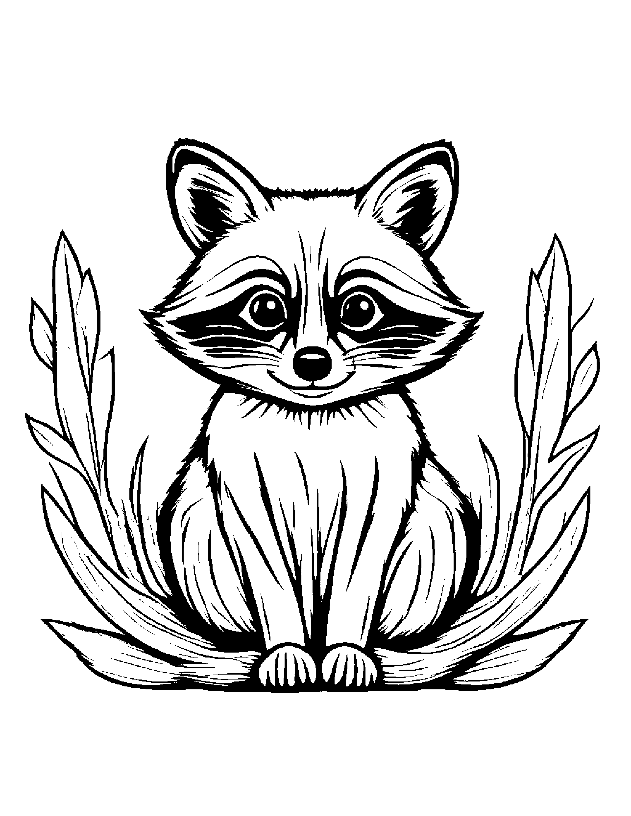 Quiet Raccoon #2 Coloring Page (Free Printable PDF)