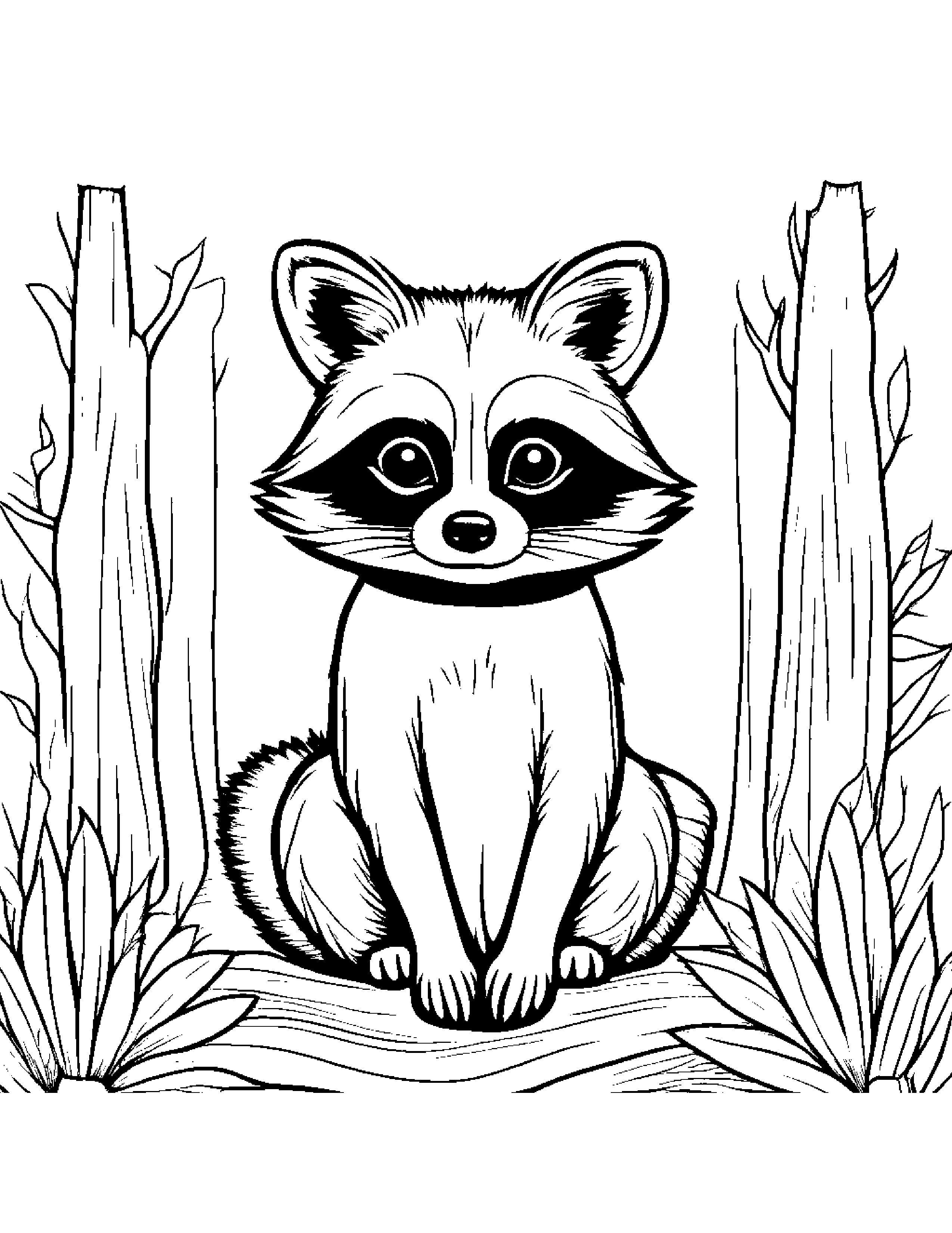 Quiet Raccoon Coloring Page (Free Printable PDF)
