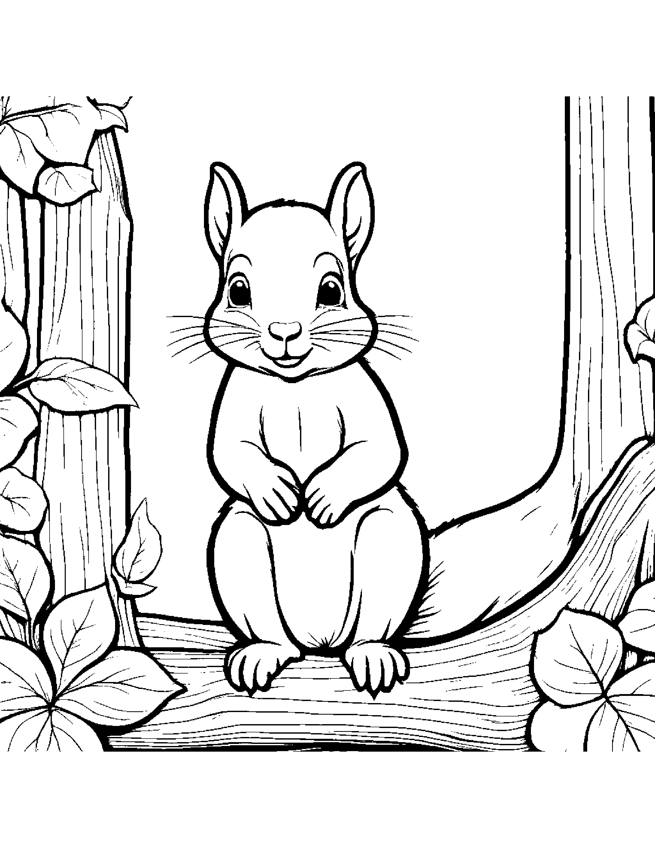 Quiet Squirrel #2 Coloring Page (Free Printable PDF)