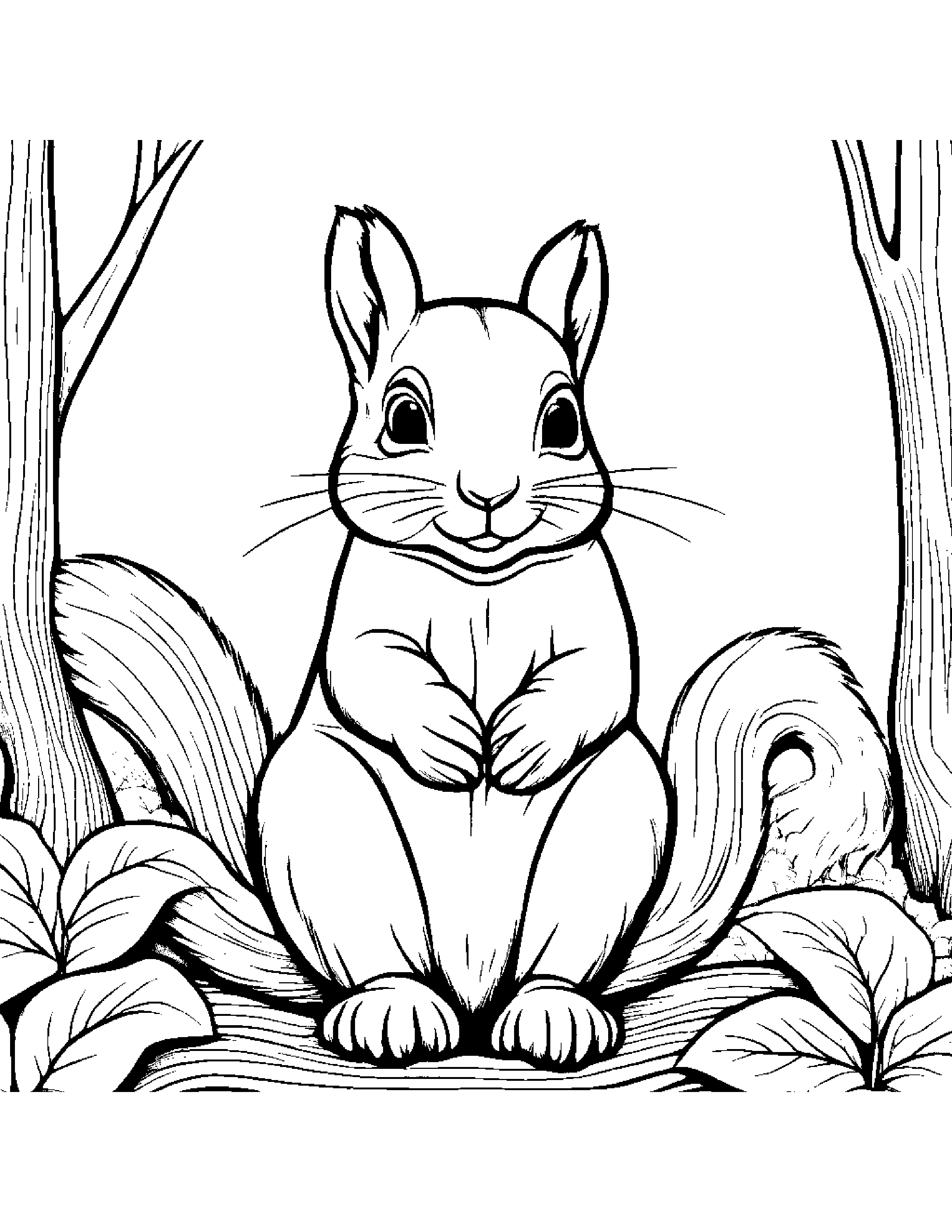 Quiet Squirrel #3 Coloring Page (Free Printable PDF)