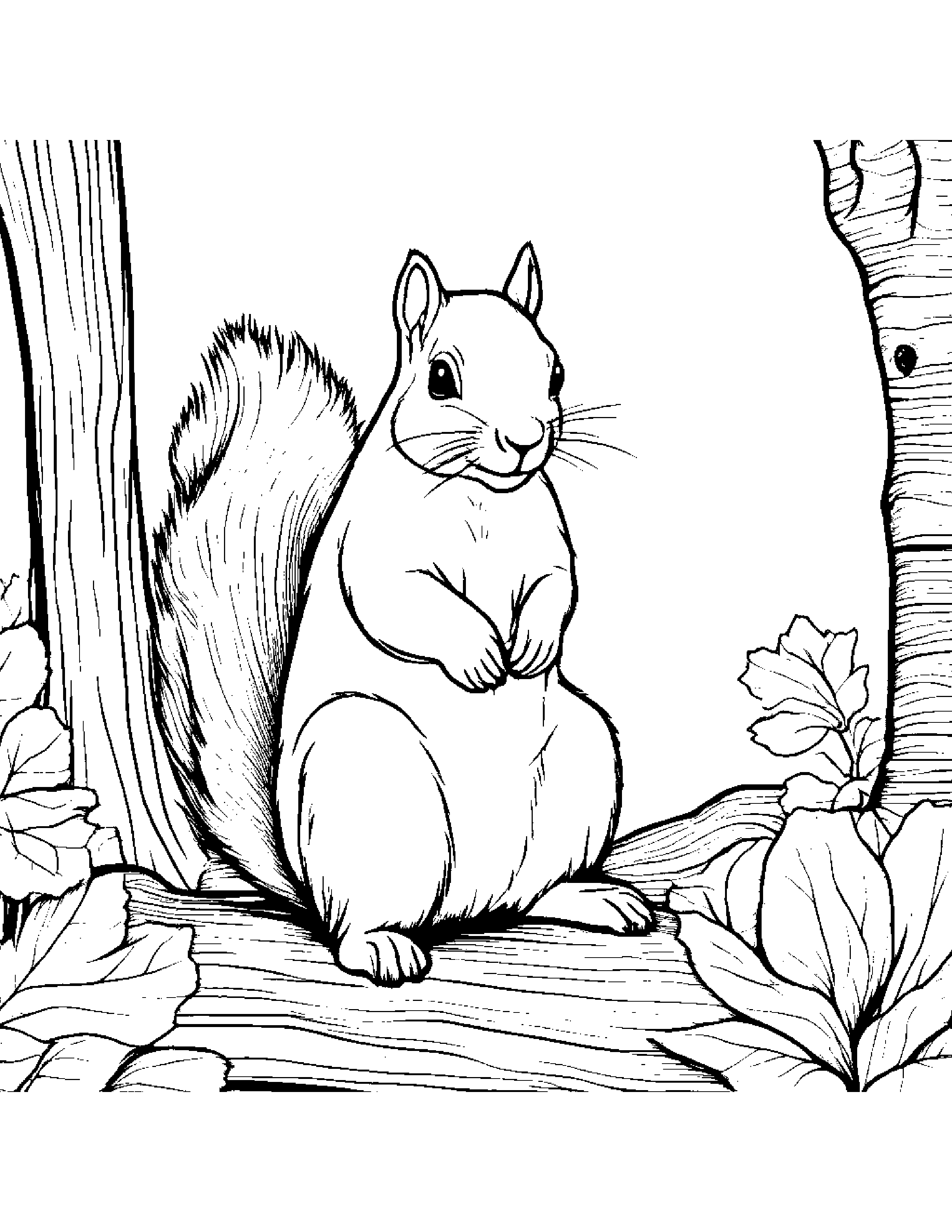 Quiet Squirrel Coloring Page (Free Printable PDF)