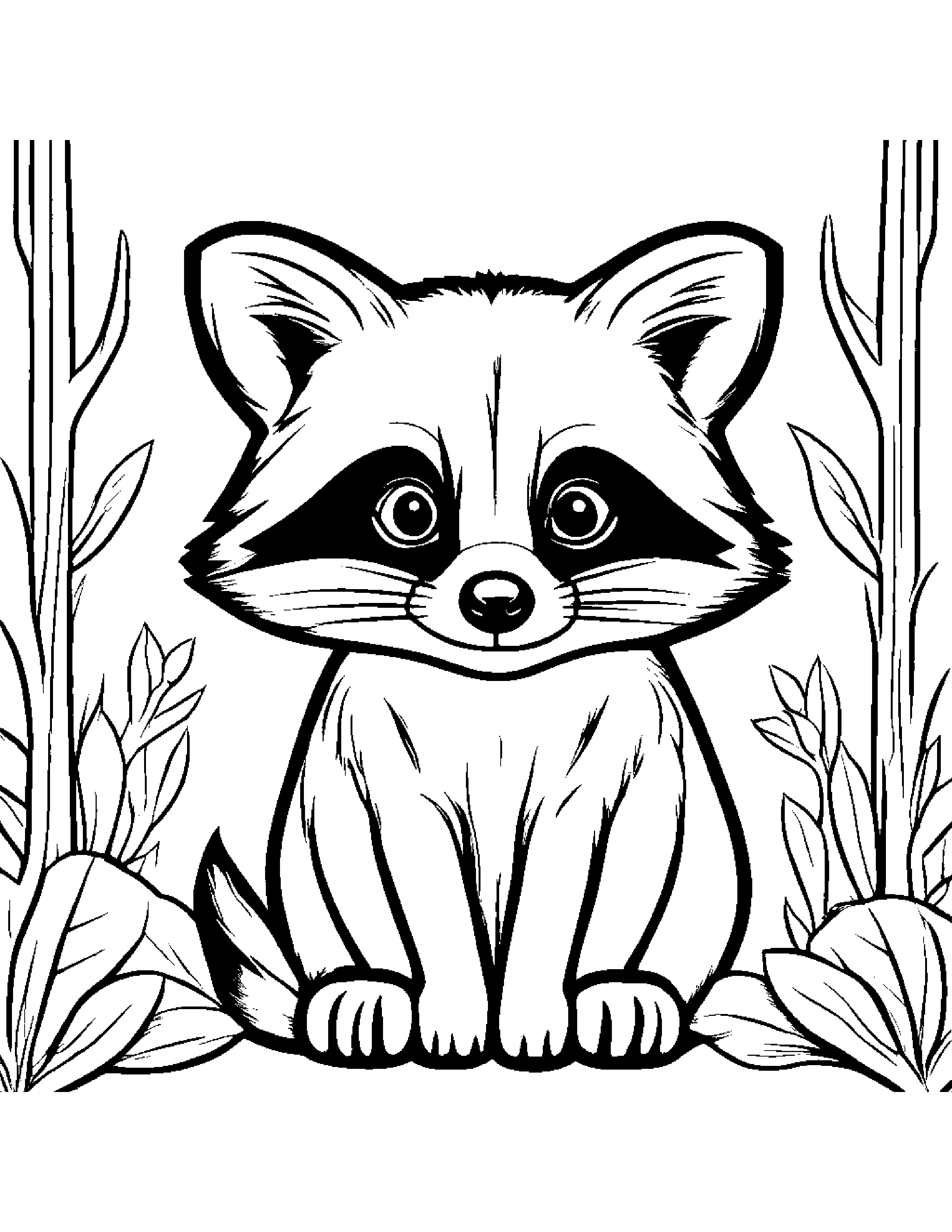Raccoon Counting #2 Coloring Page (Free Printable PDF)