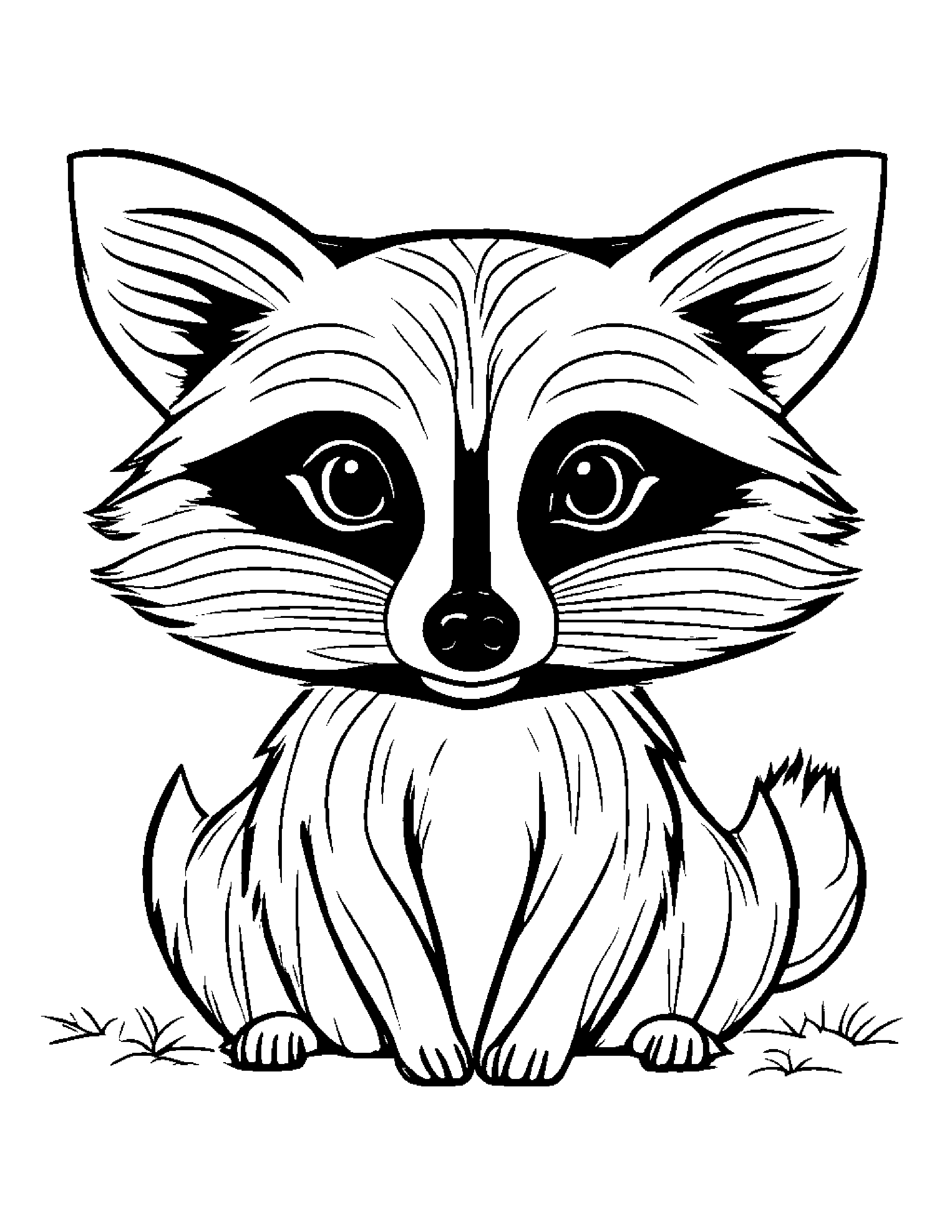 Raccoon Counting #3 Coloring Page (Free Printable PDF)