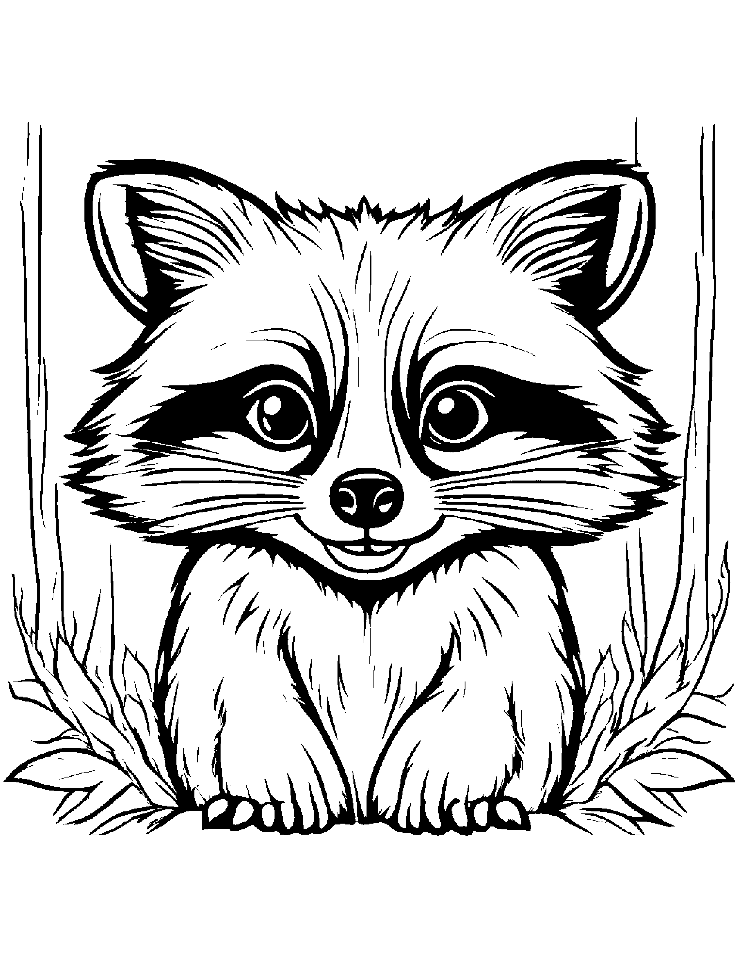 Raccoon Making Silly Faces Coloring Page (Free Printable PDF)