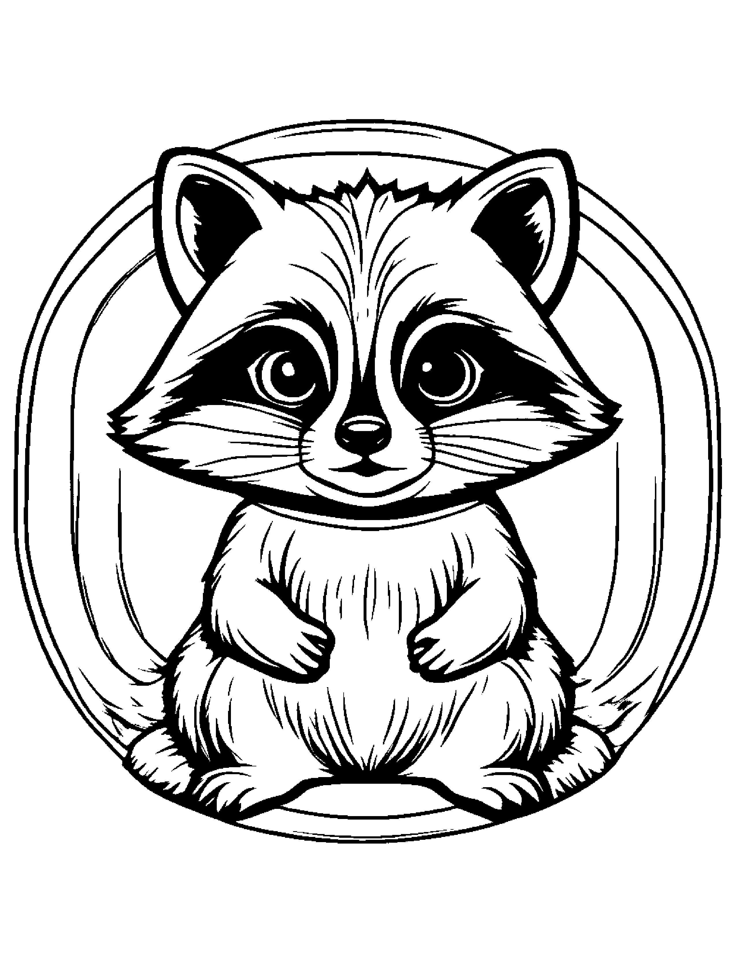 Raccoon Playing Pat-A-Cake #3 Coloring Page (Free Printable PDF)