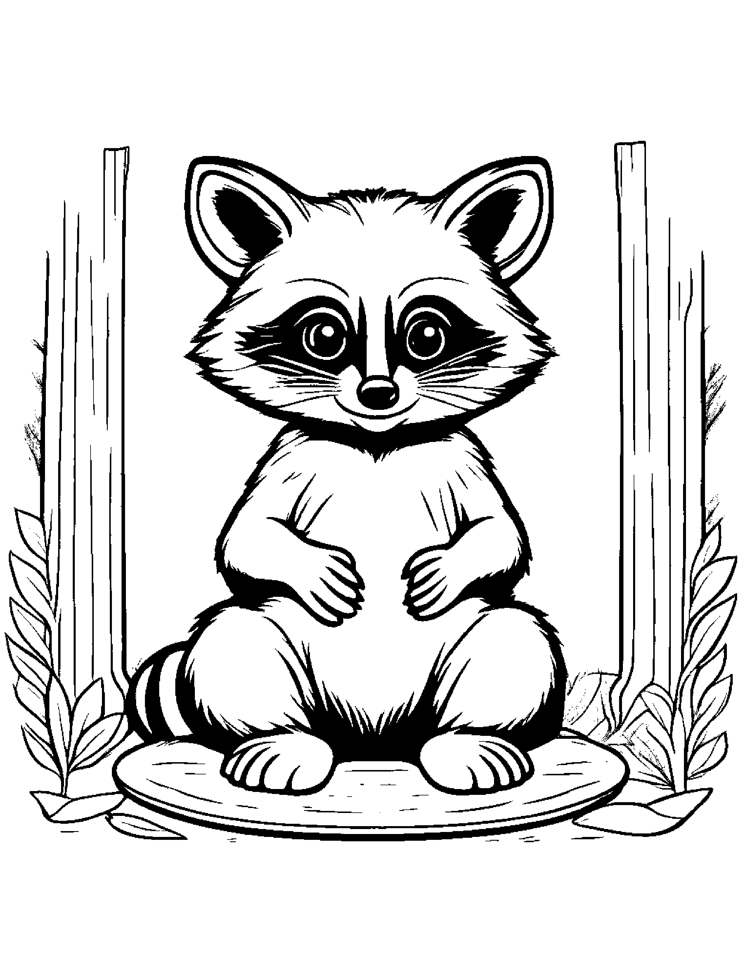 Raccoon Playing Pat-A-Cake Coloring Page (Free Printable PDF)