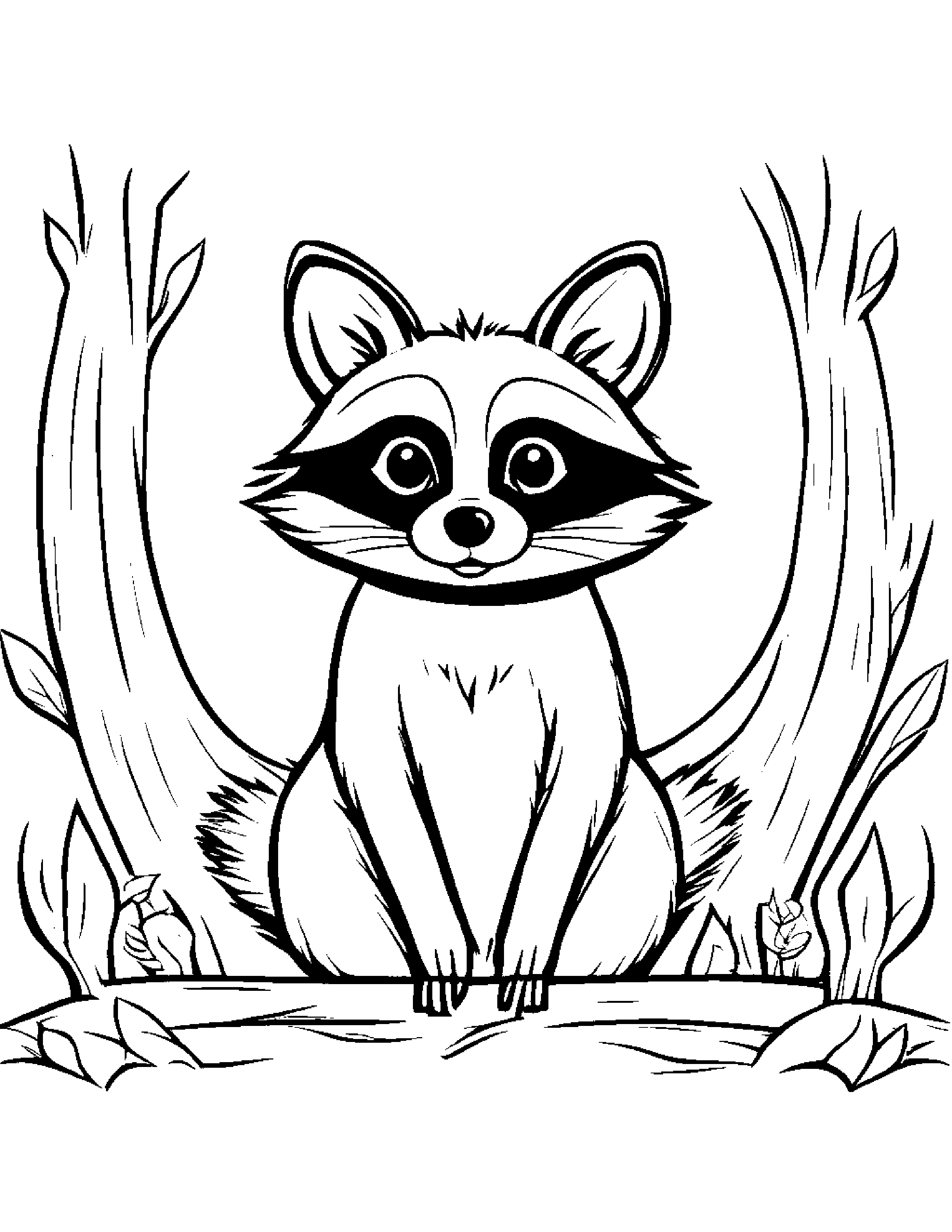 Raccoon Practicing Shapes Coloring Page (Free Printable PDF)