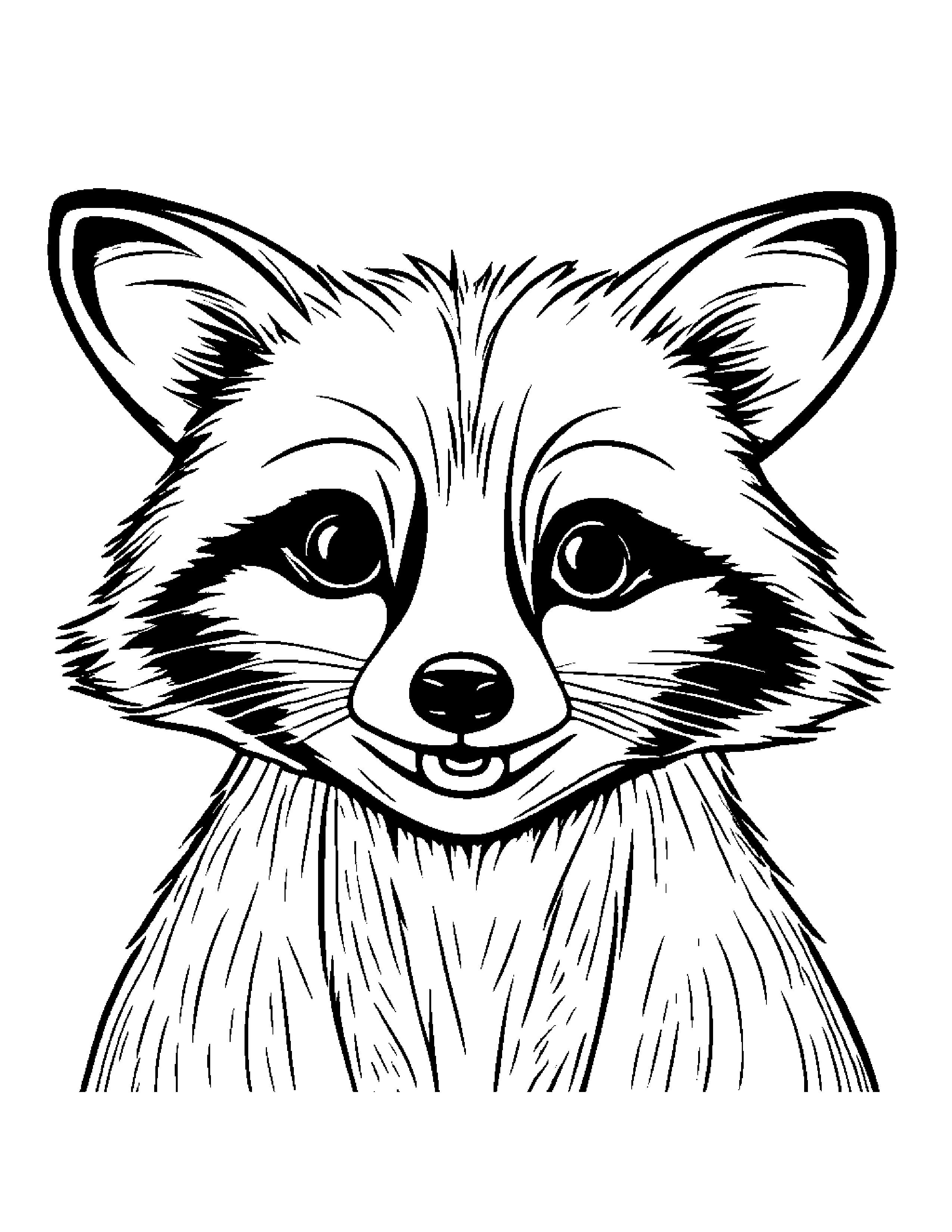 Raccoon Smiling #2 Coloring Page (Free Printable PDF)