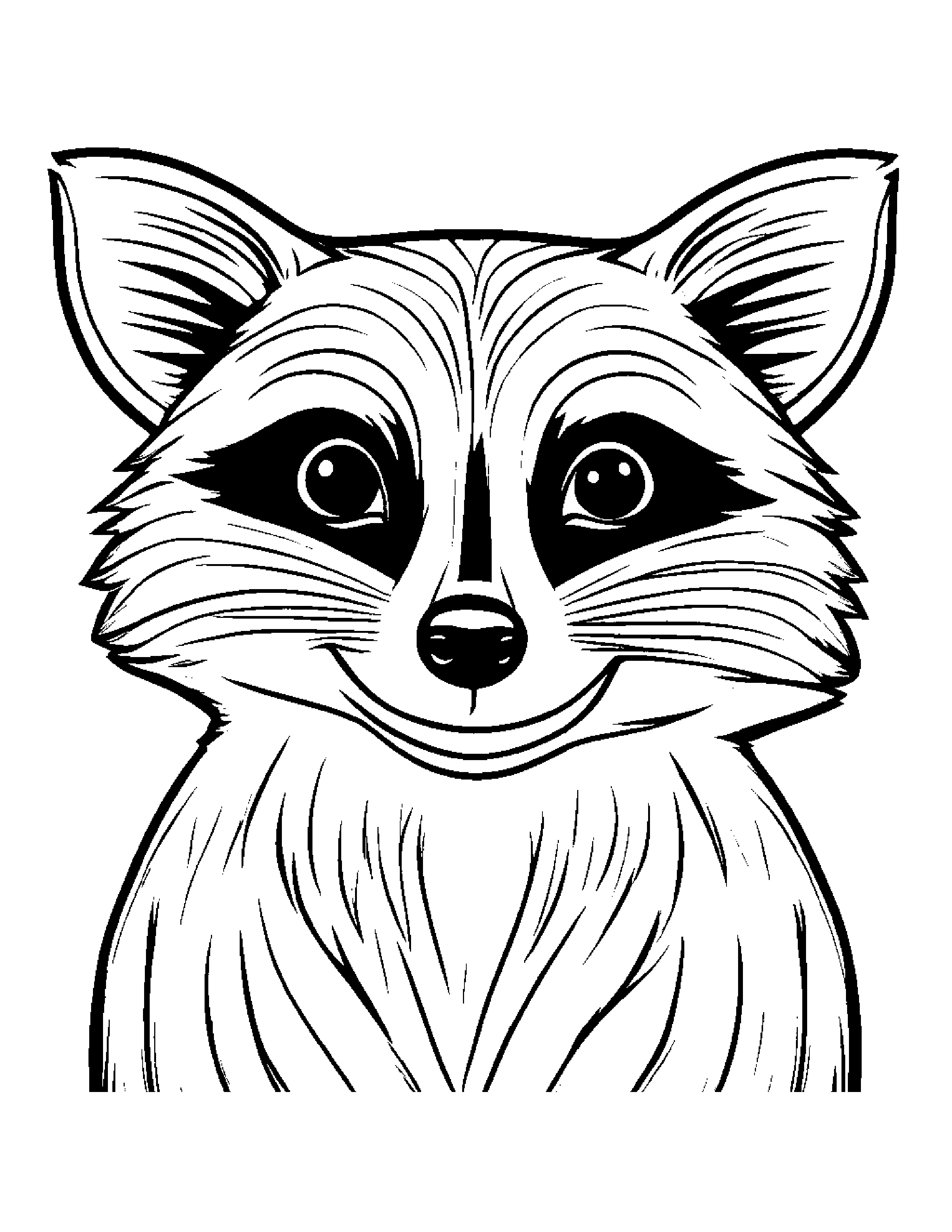 Raccoon Smiling #3 Coloring Page (Free Printable PDF)