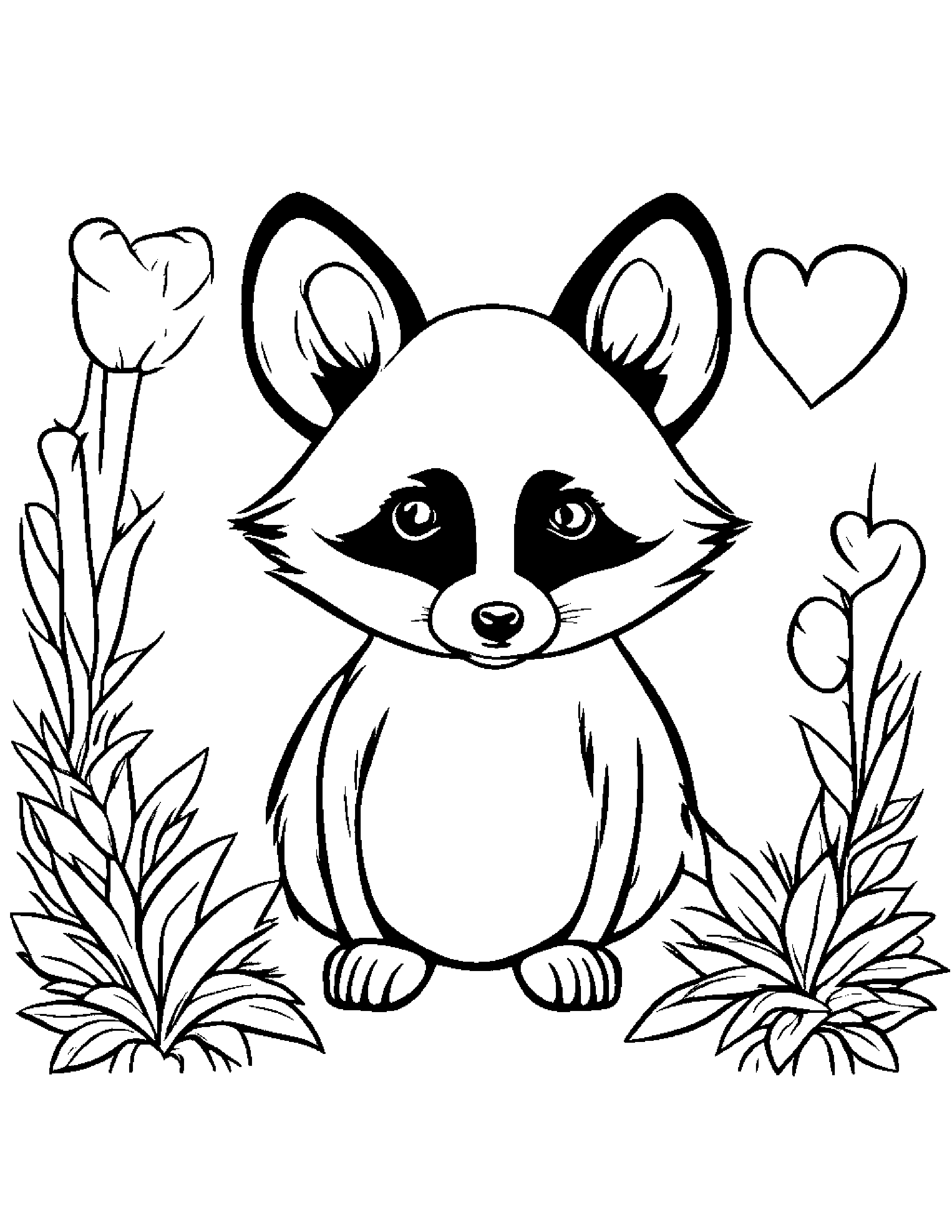 Raccoon With A Little Heart #5 Coloring Page (Free Printable PDF)