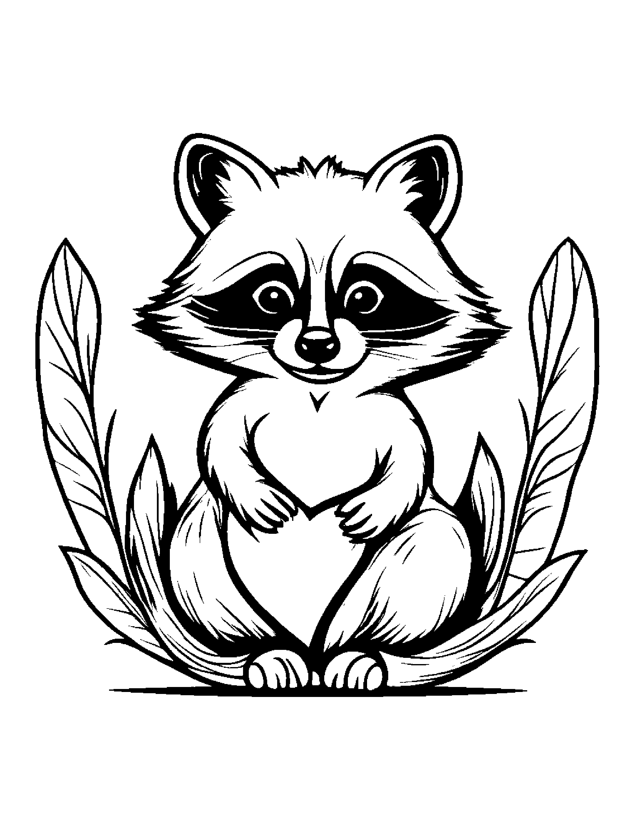 Raccoon With A Little Heart Coloring Page (Free Printable PDF)