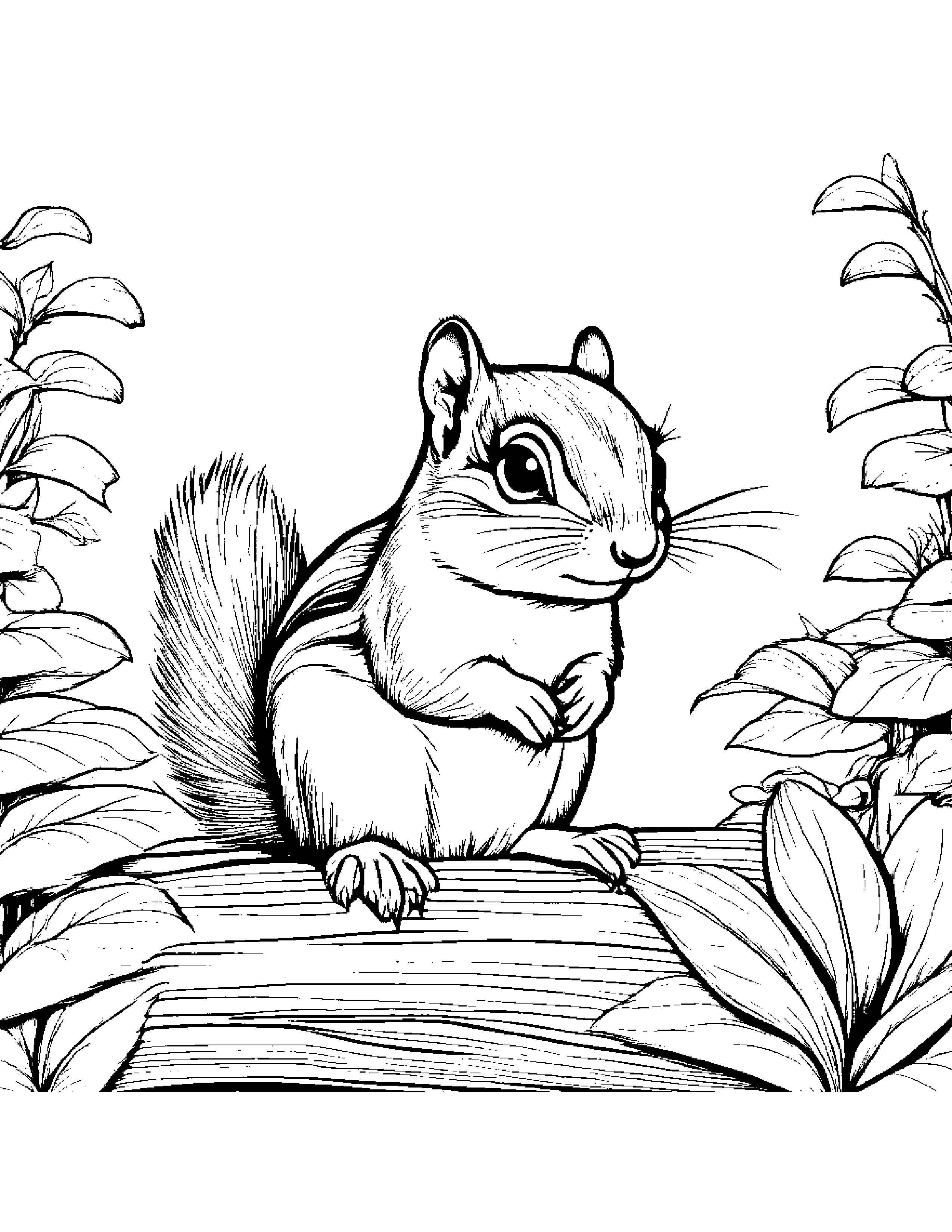Shy Chipmunk #2 Coloring Page (Free Printable PDF)
