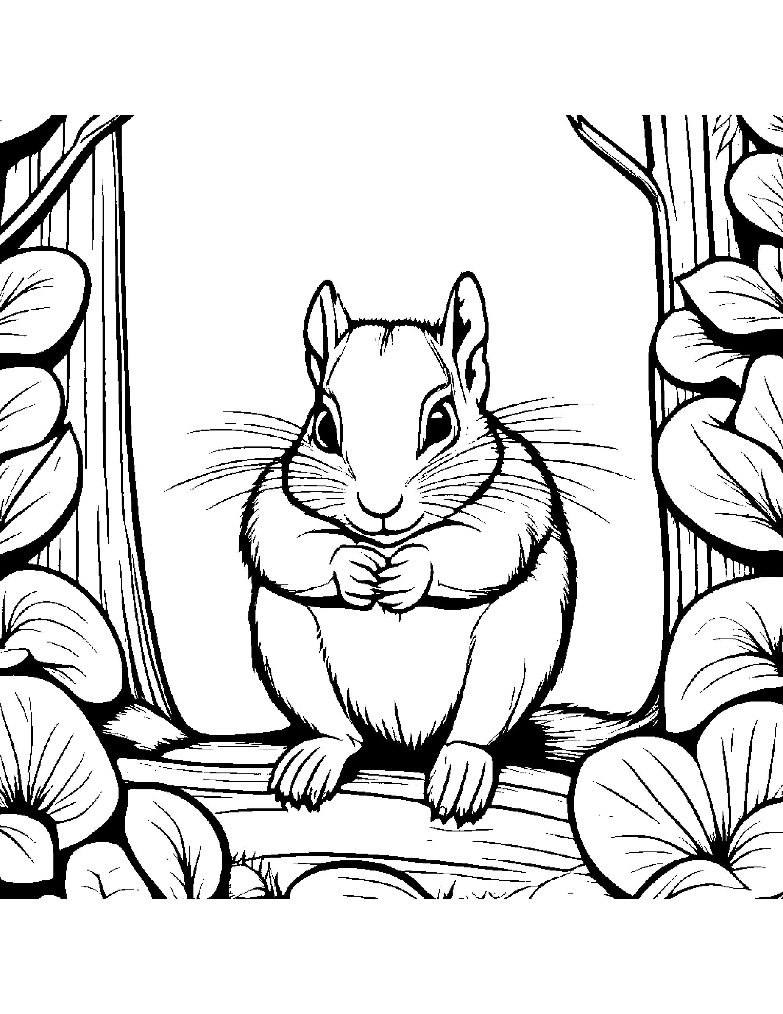 Shy Chipmunk #3 Coloring Page (Free Printable PDF)