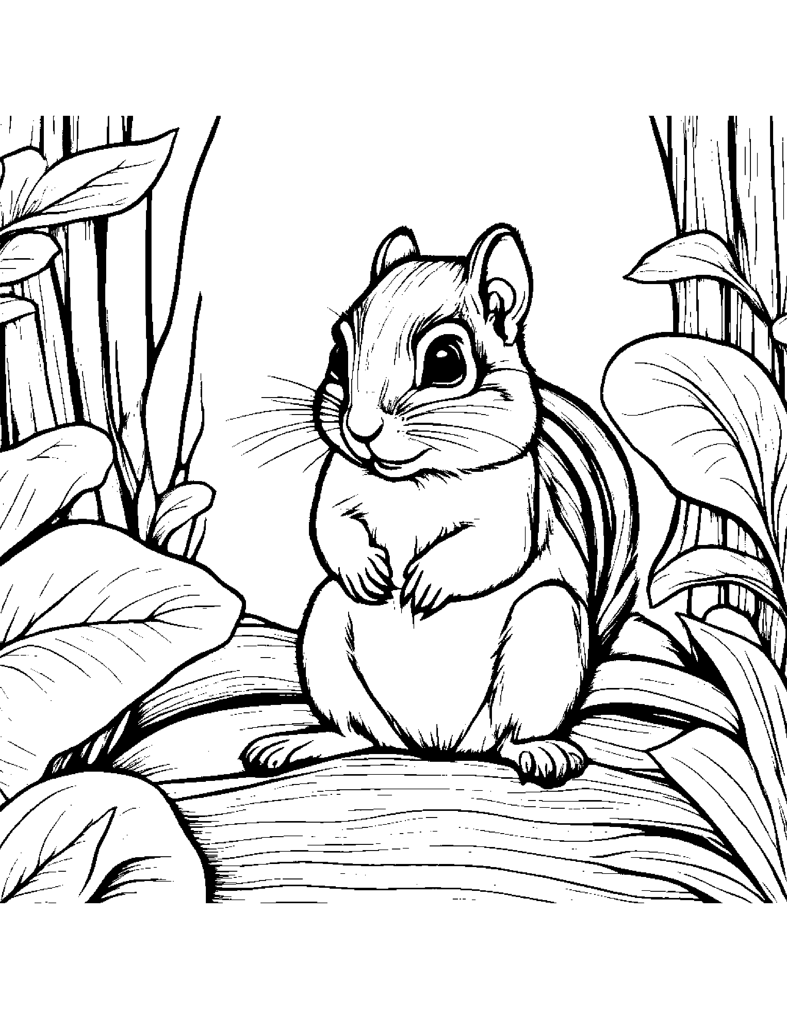 Shy Chipmunk #4 Coloring Page (Free Printable PDF)