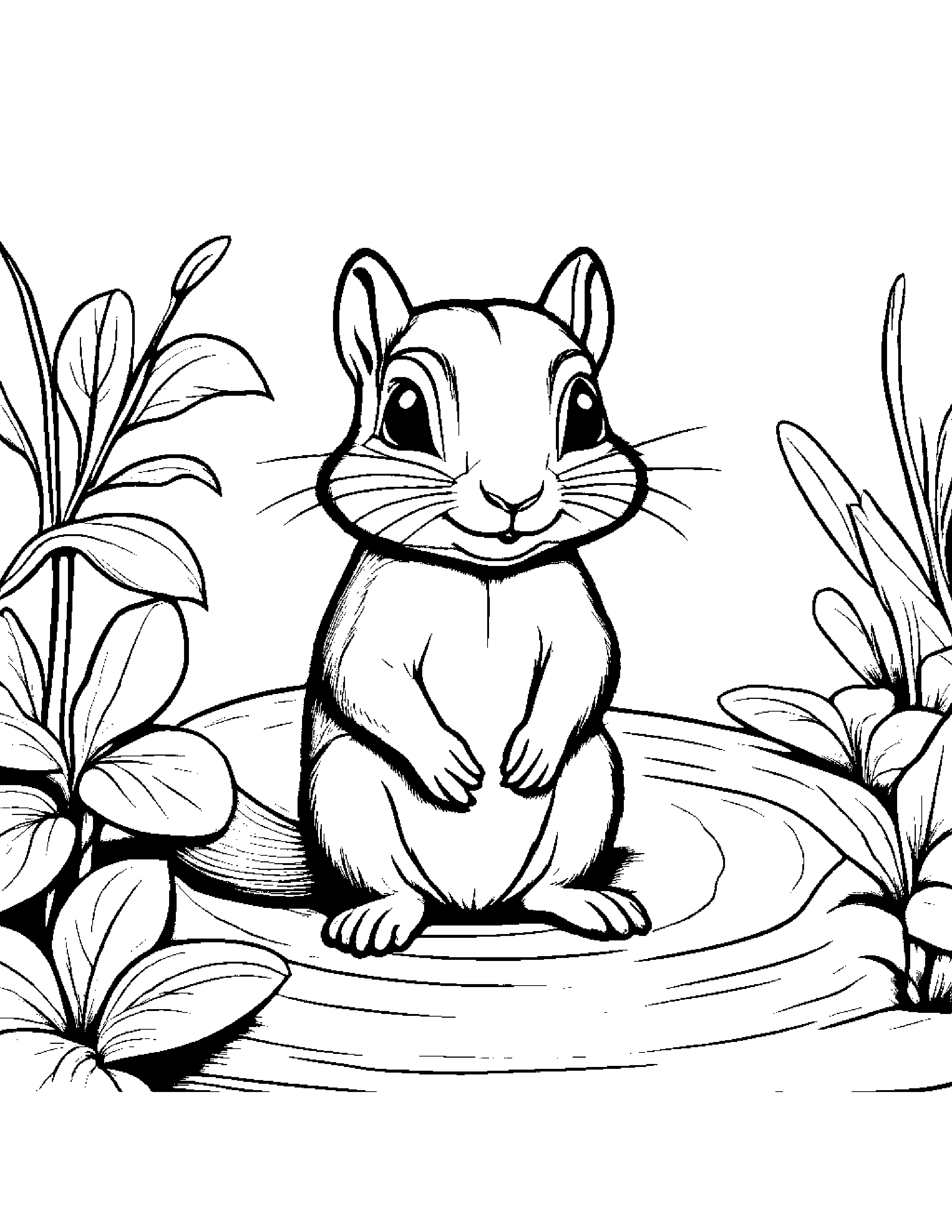 Shy Chipmunk Beside A Sandbox #2 Coloring Page (Free Printable PDF)