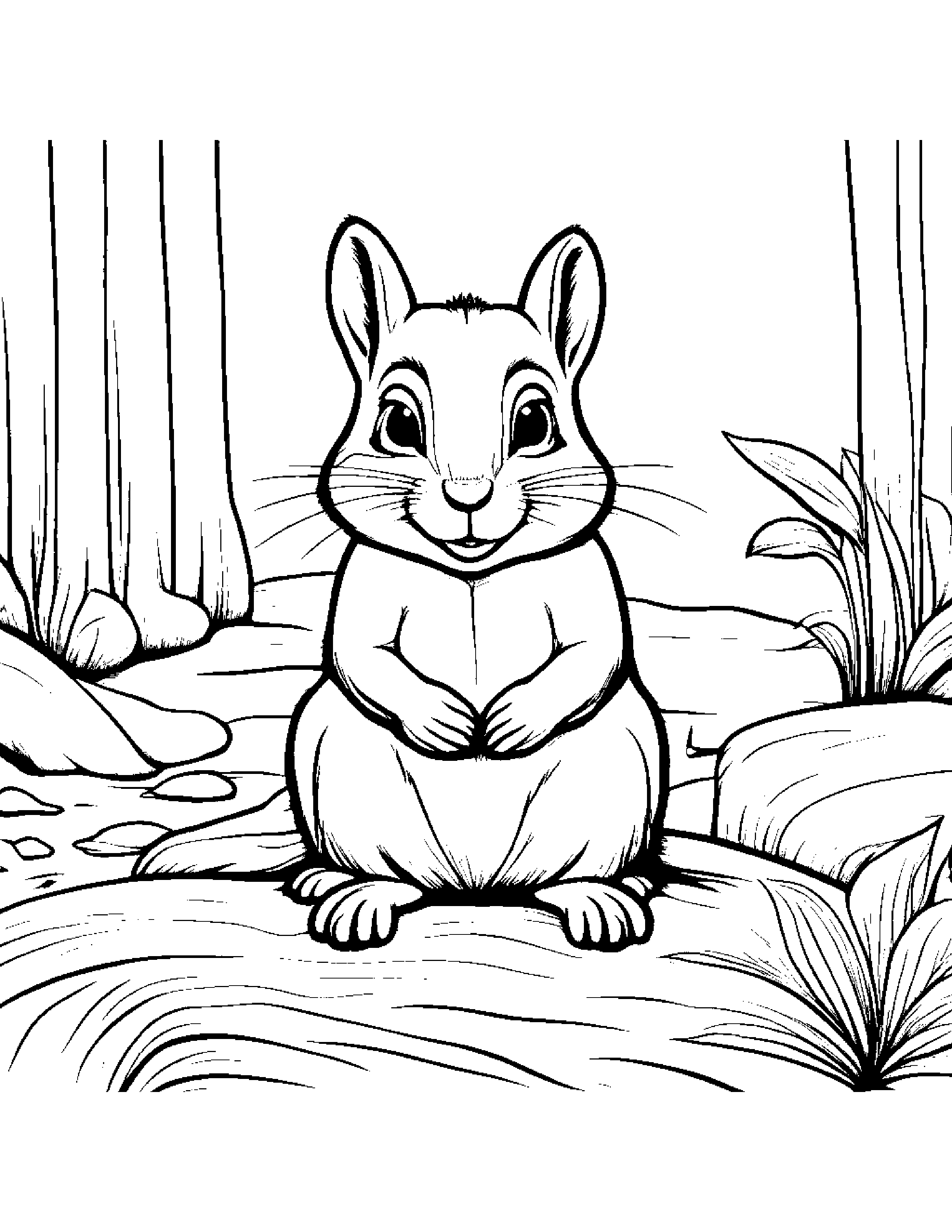 Shy Chipmunk Beside A Sandbox #3 Coloring Page (Free Printable PDF)