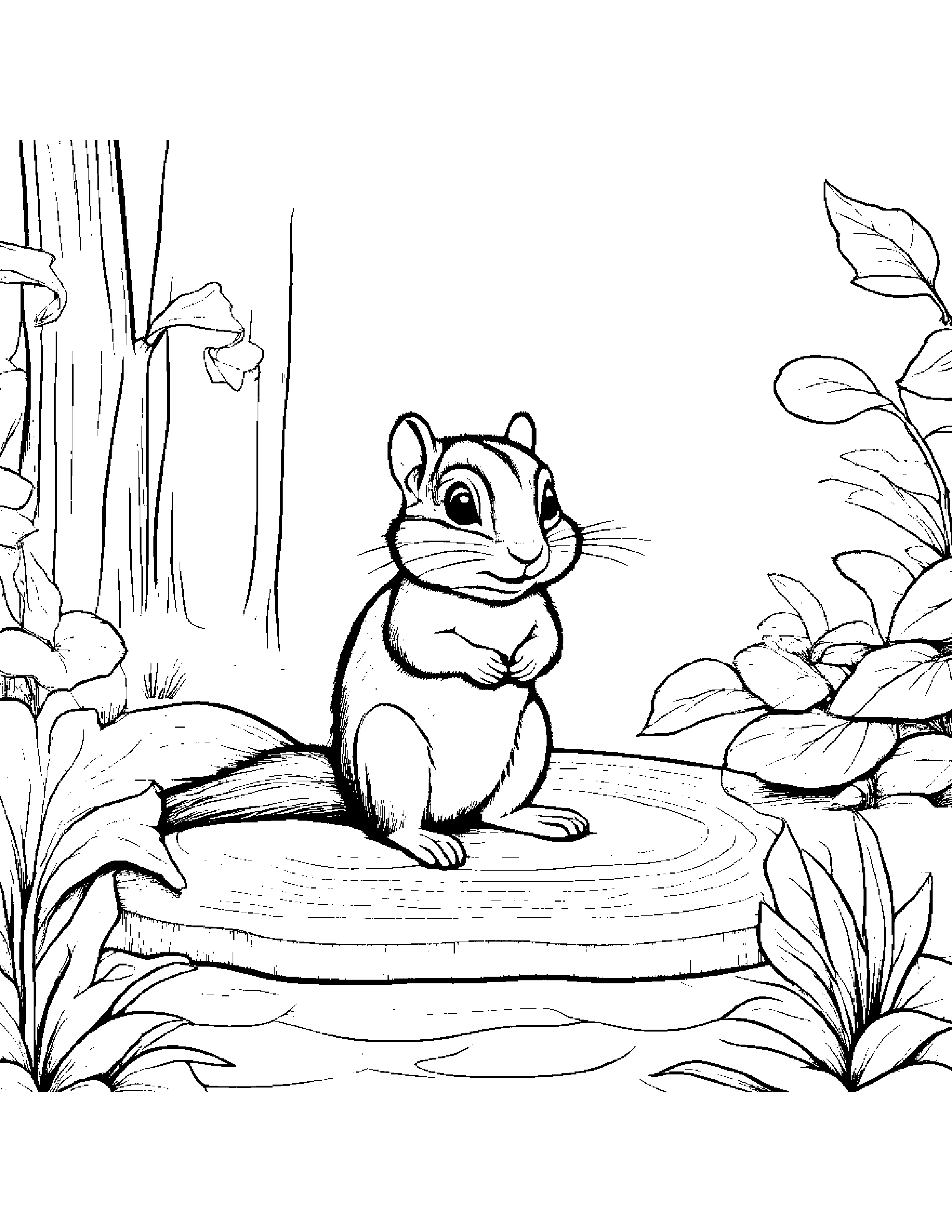 Shy Chipmunk Beside A Sandbox Coloring Page (Free Printable PDF)