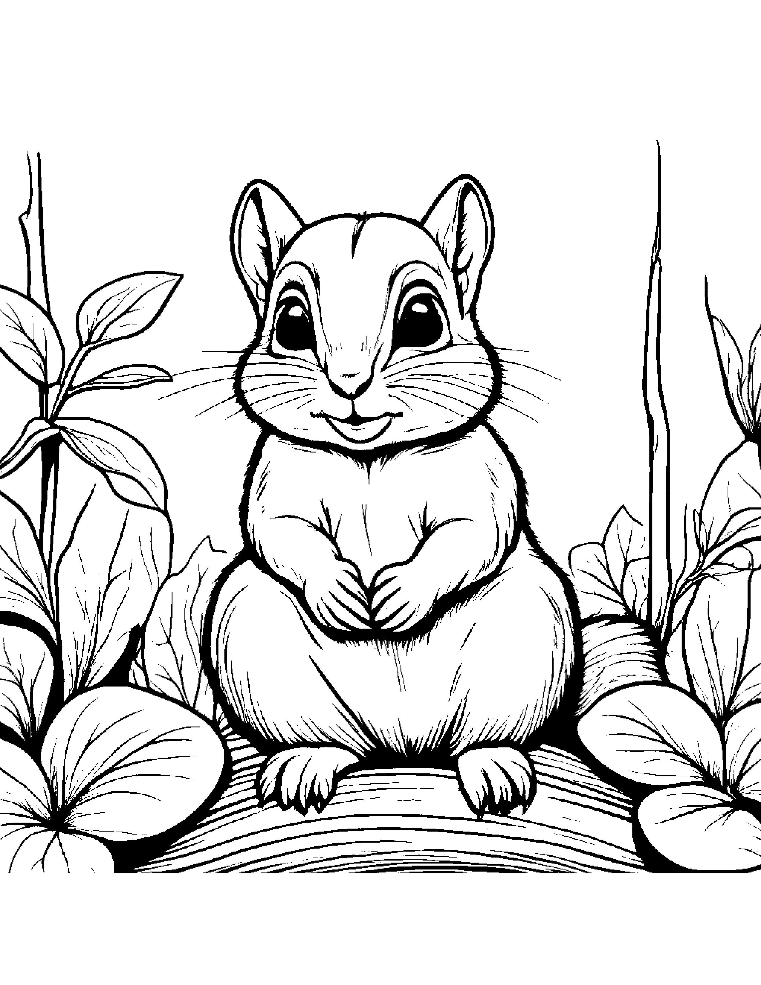 Shy Chipmunk Coloring Page (Free Printable PDF)