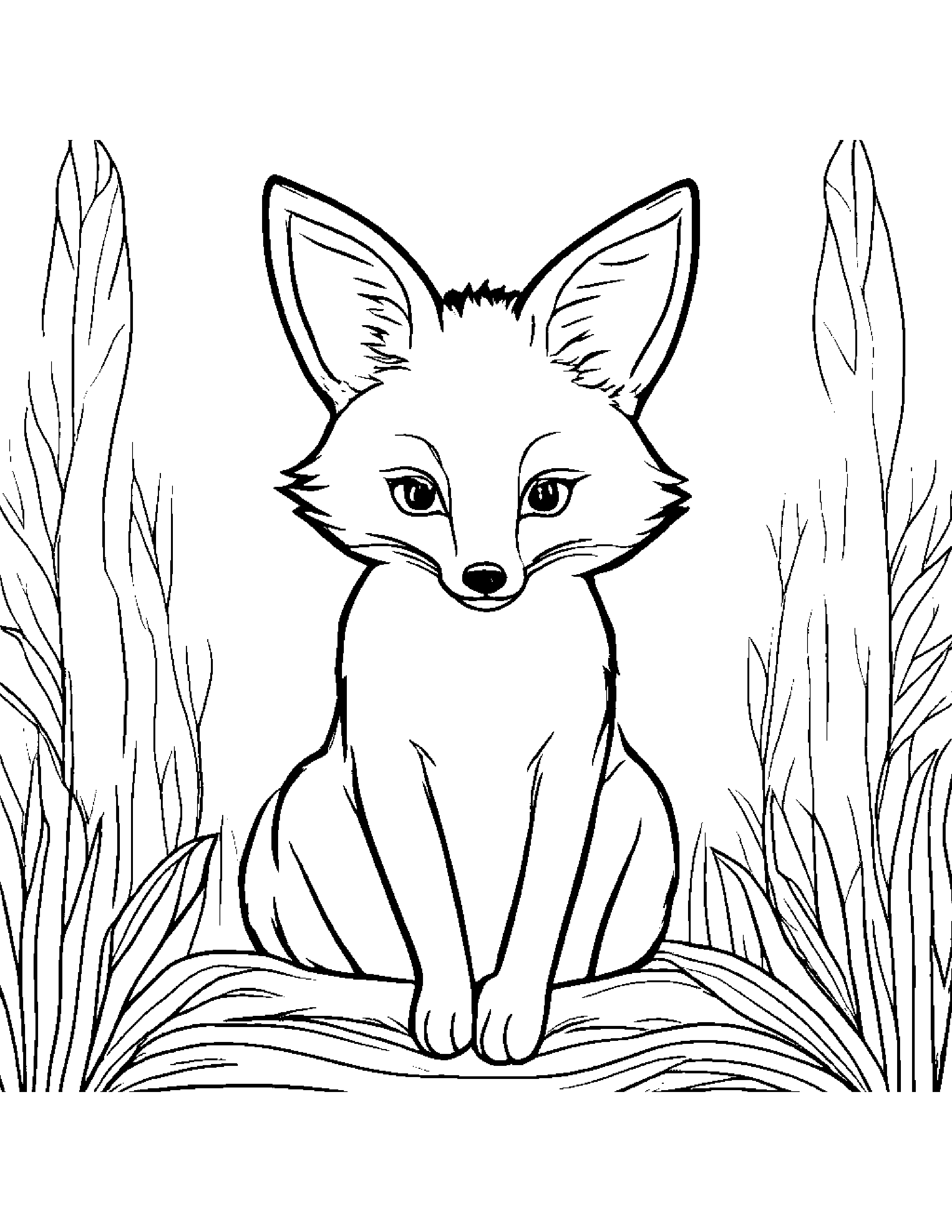 Shy Fox #2 Coloring Page (Free Printable PDF)