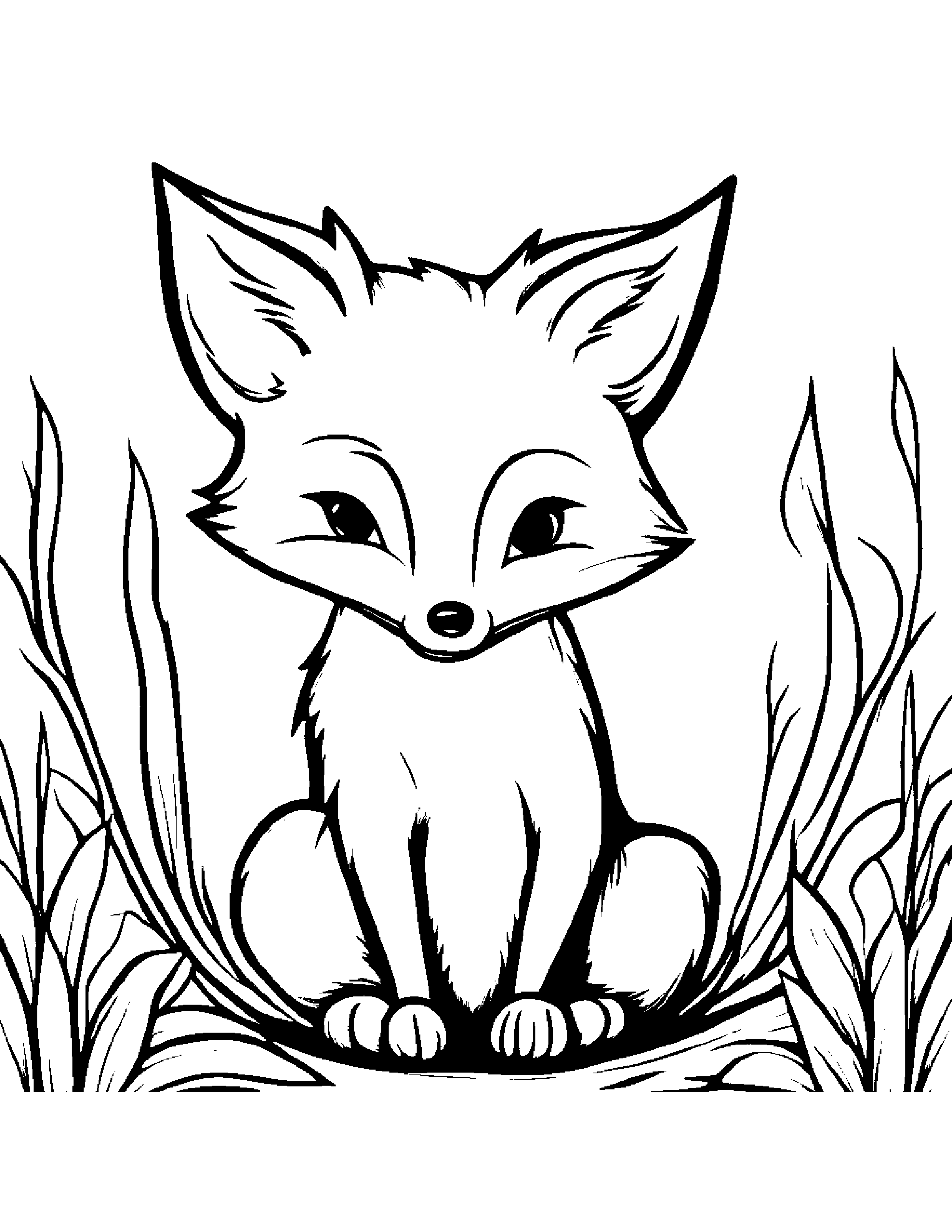 Shy Fox #3 Coloring Page (Free Printable PDF)