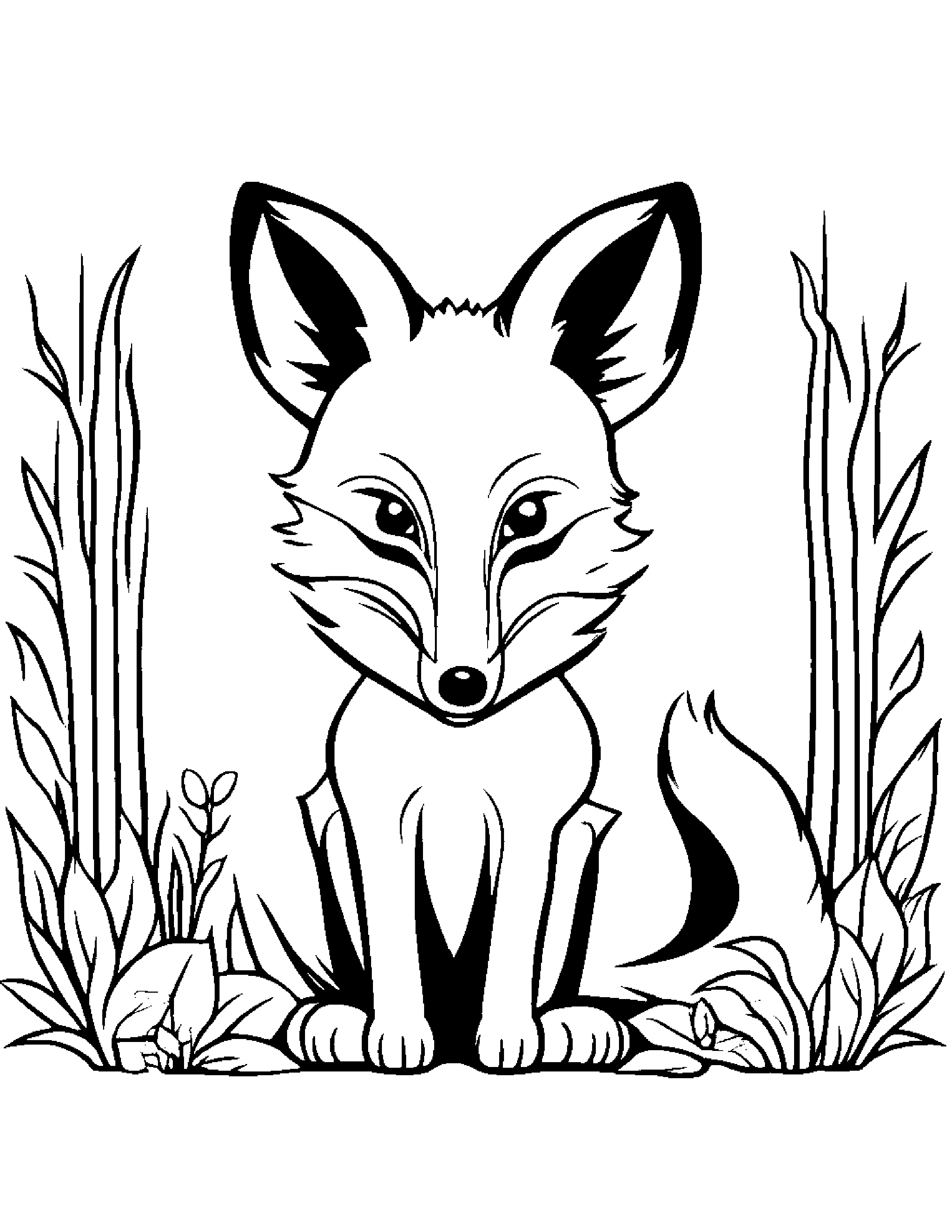 Shy Fox Coloring Page (Free Printable PDF)