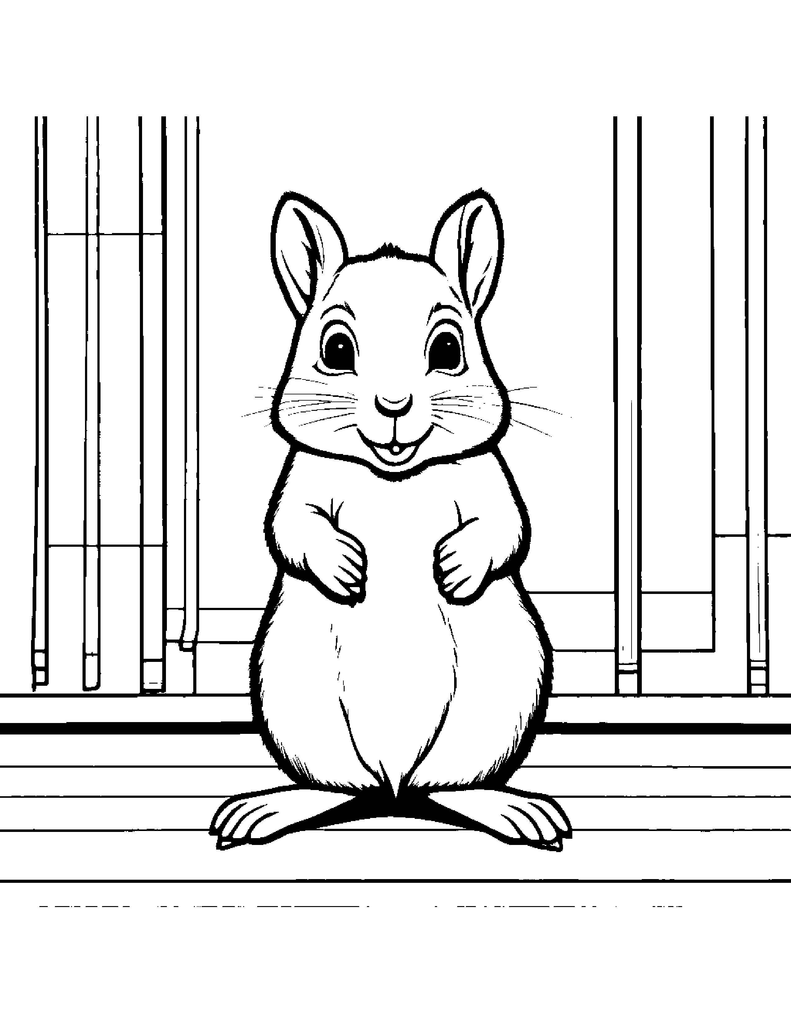 Shy Squirrel Balancing On A Line On A Music Stage #4 Coloring Page (Free Printable PDF)