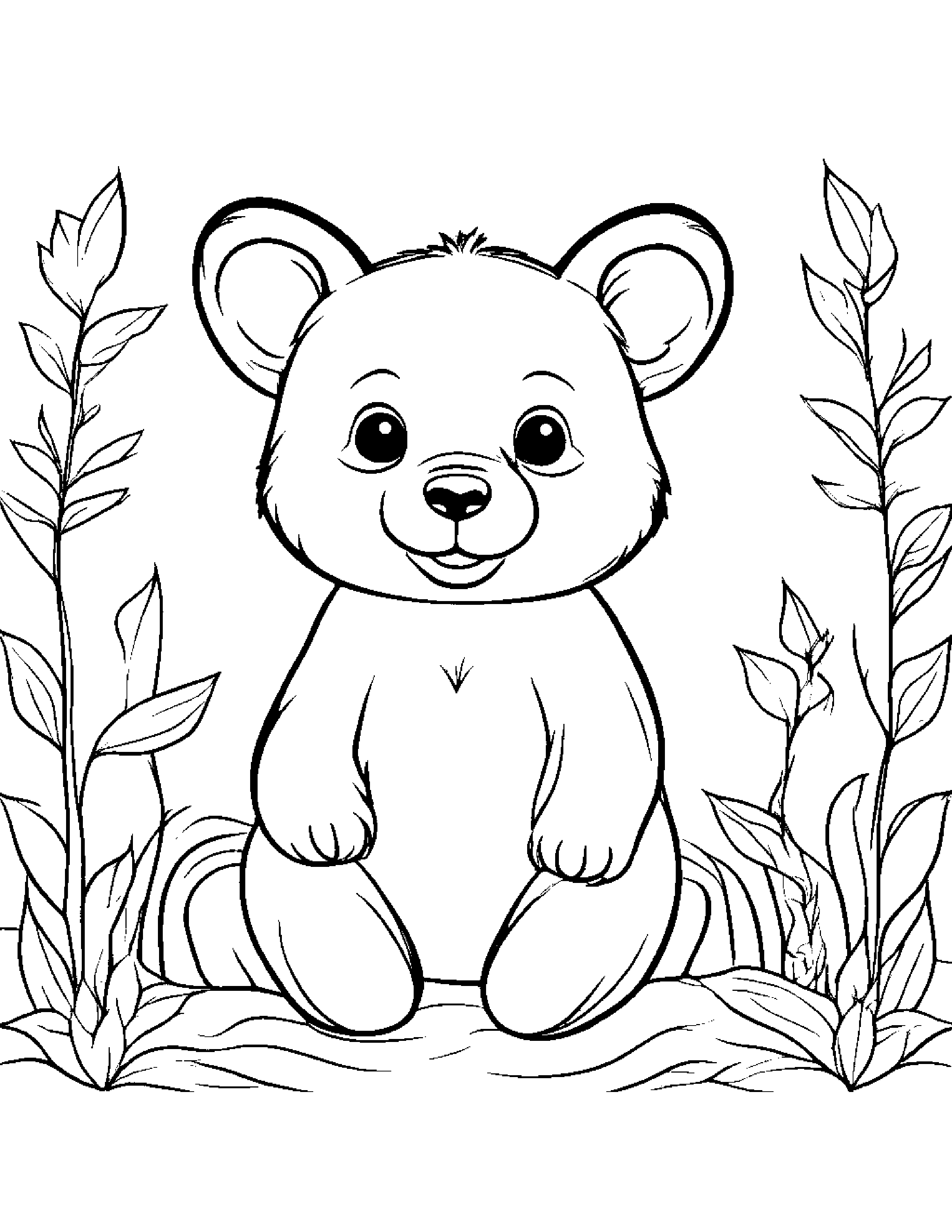 Sprightly Bear Cub Coloring Page (Free Printable PDF)