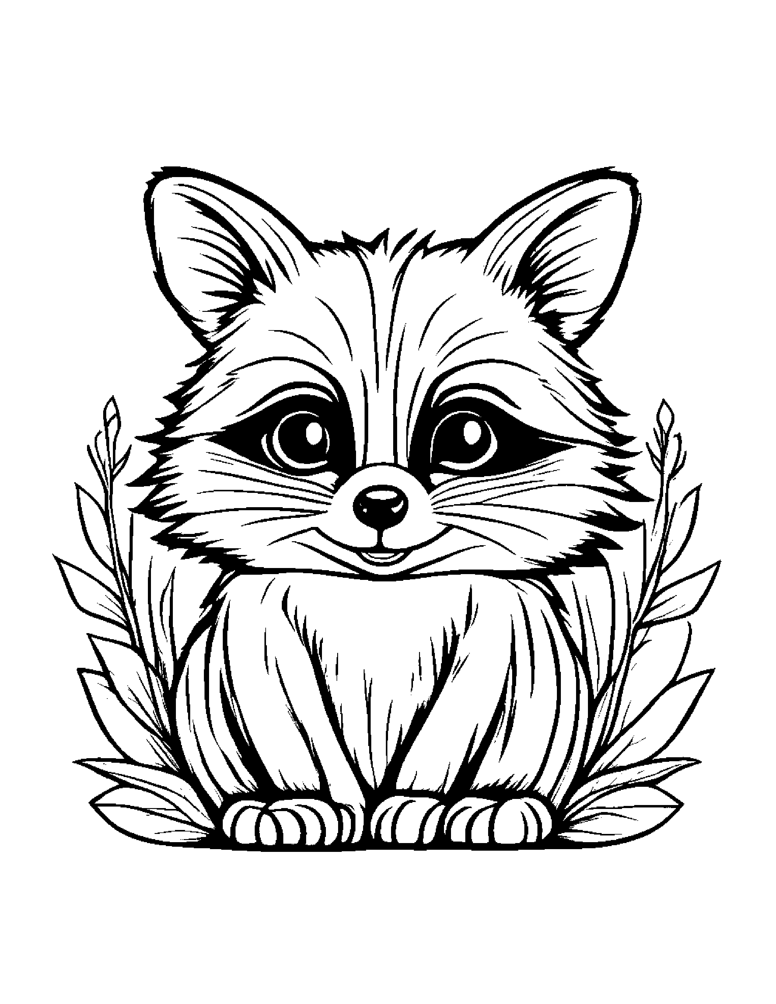 Sprightly Raccoon #2 Coloring Page (Free Printable PDF)