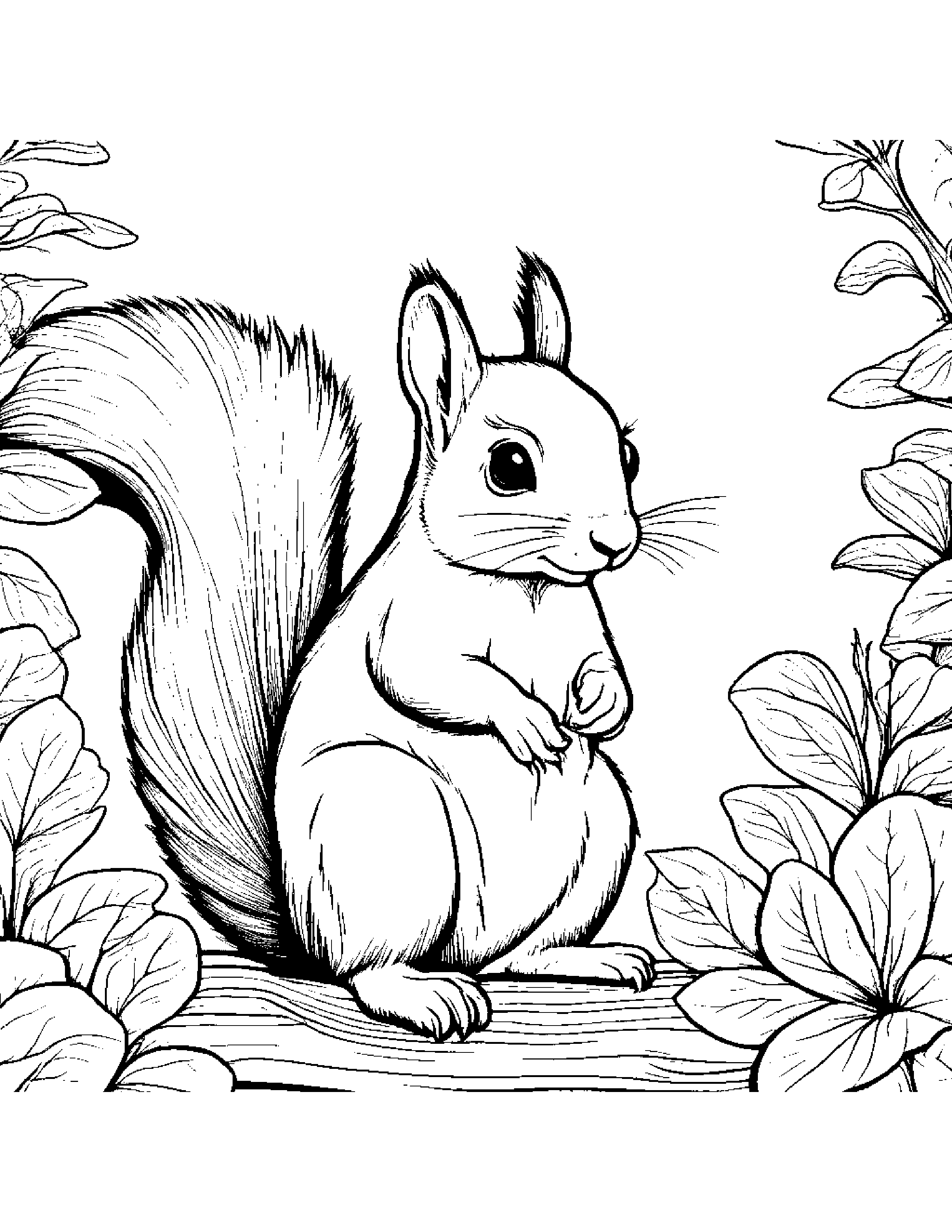 Sprightly Squirrel #2 Coloring Page (Free Printable PDF)