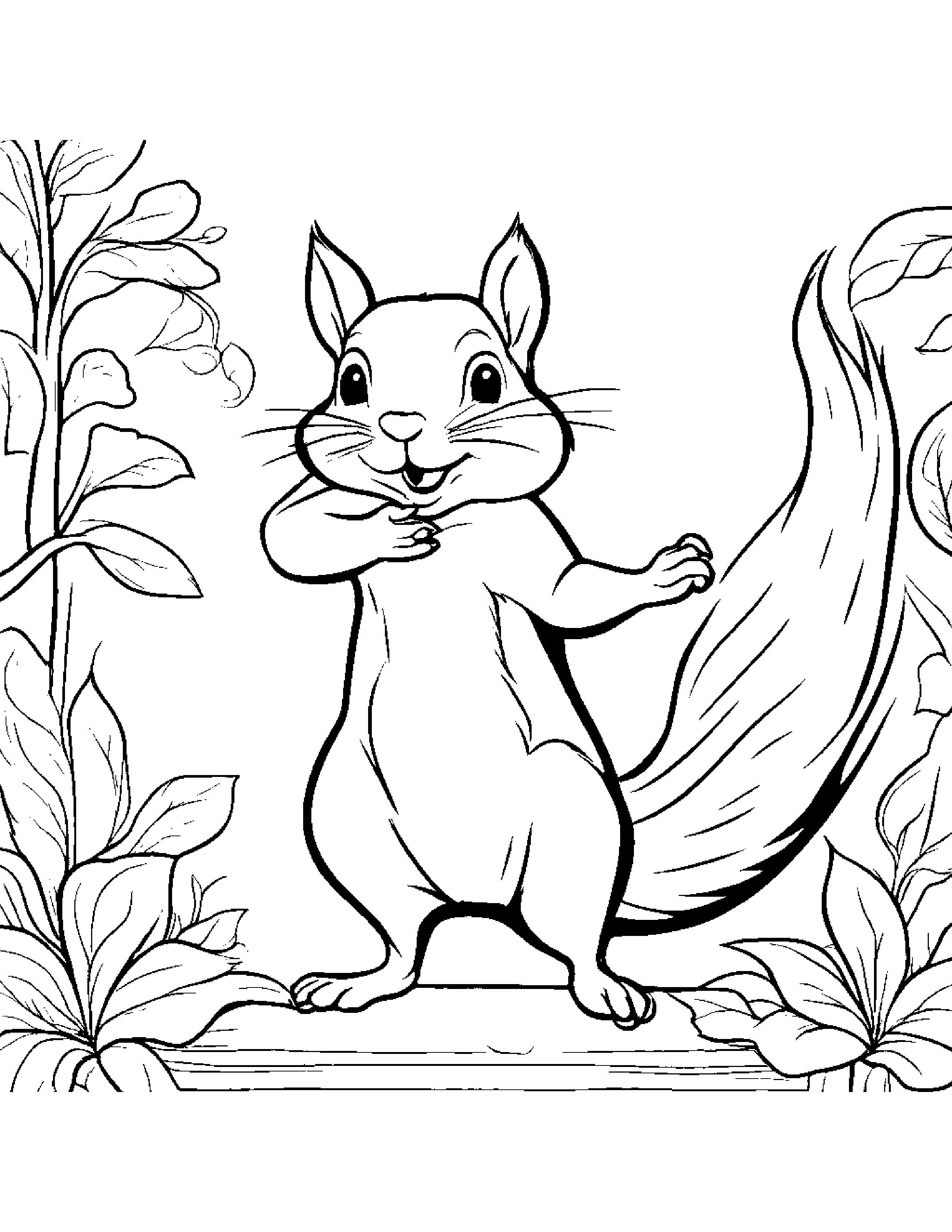 Squirrel Dancing Coloring Page (Free Printable PDF)