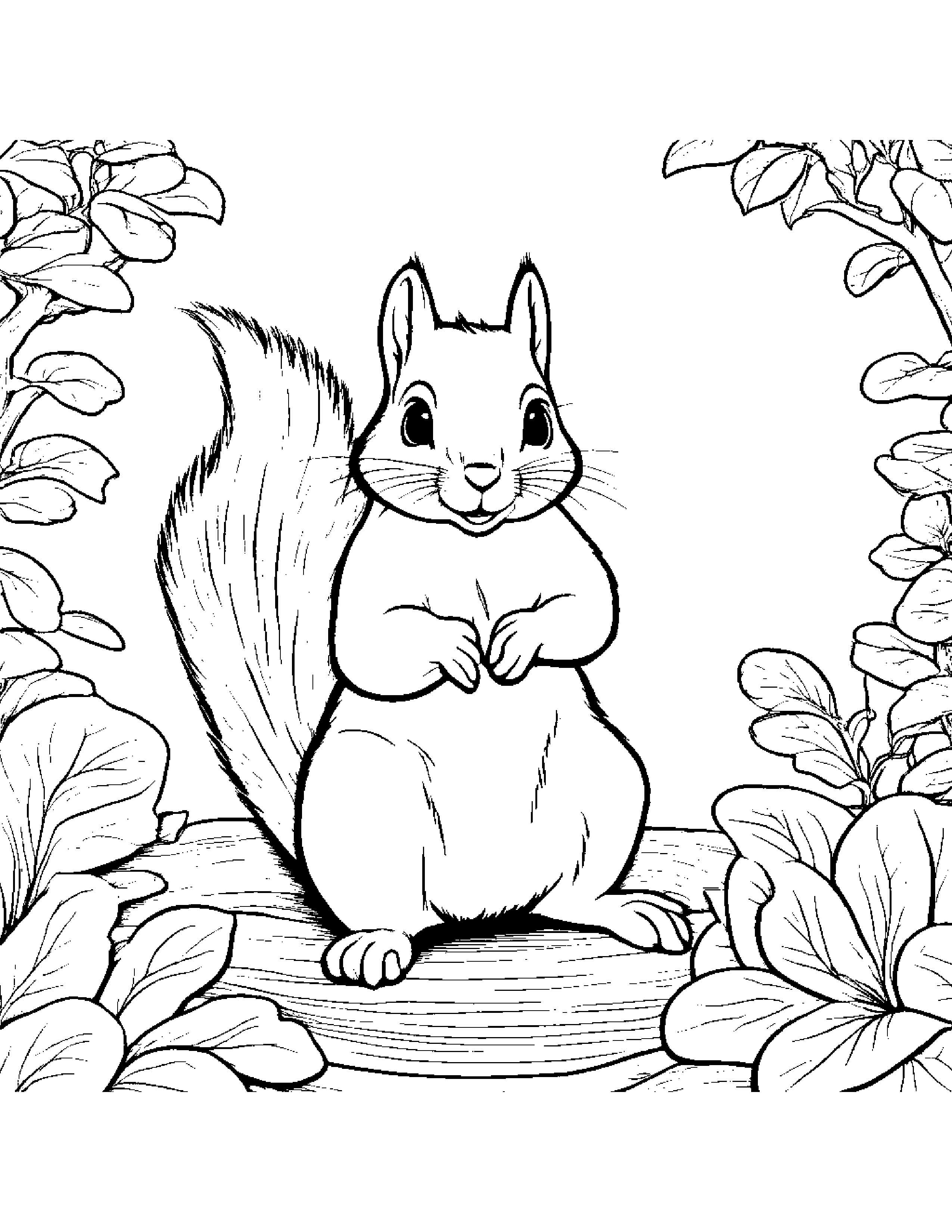 Squirrel Playing Pat-A-Cake #2 Coloring Page (Free Printable PDF)