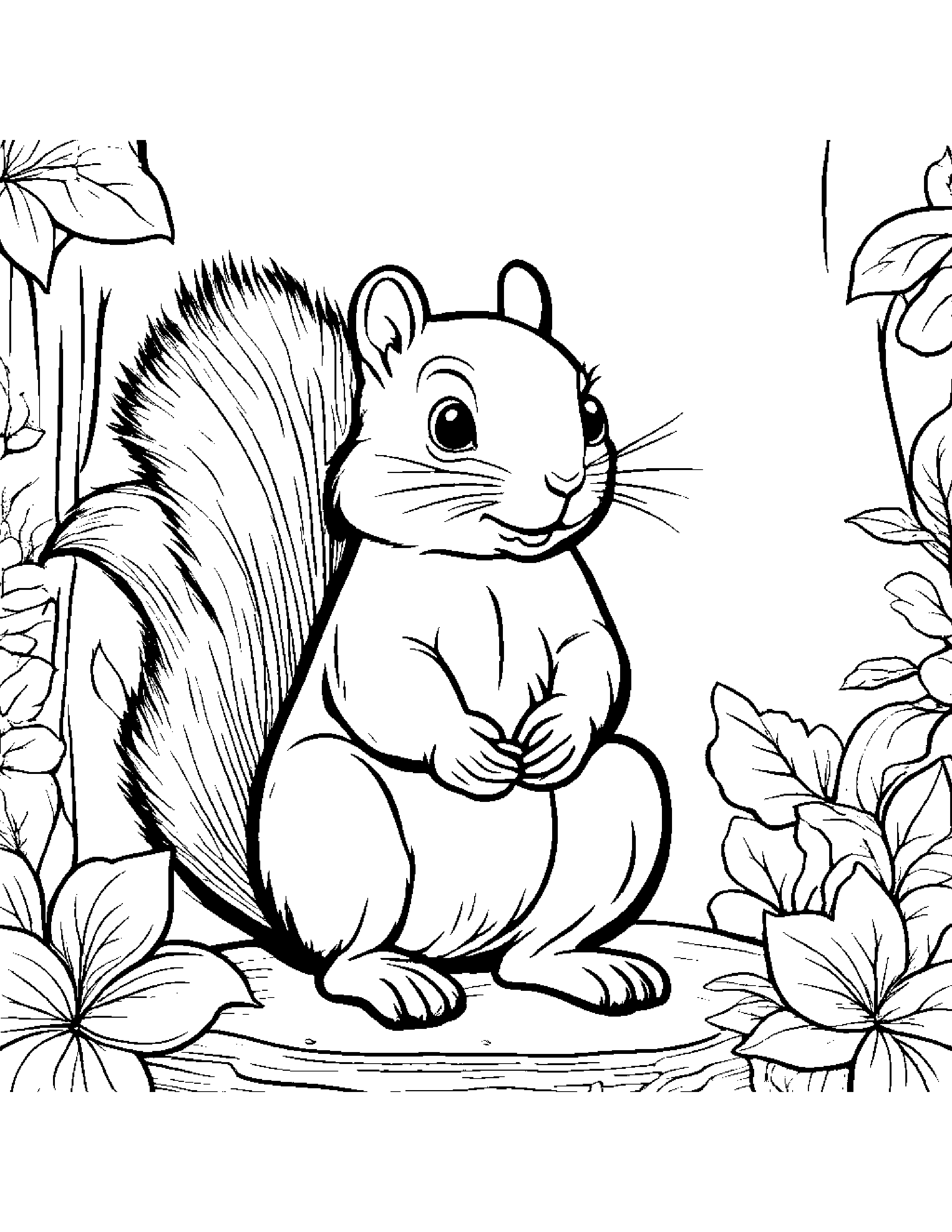 Squirrel Playing Pat-A-Cake #3 Coloring Page (Free Printable PDF)