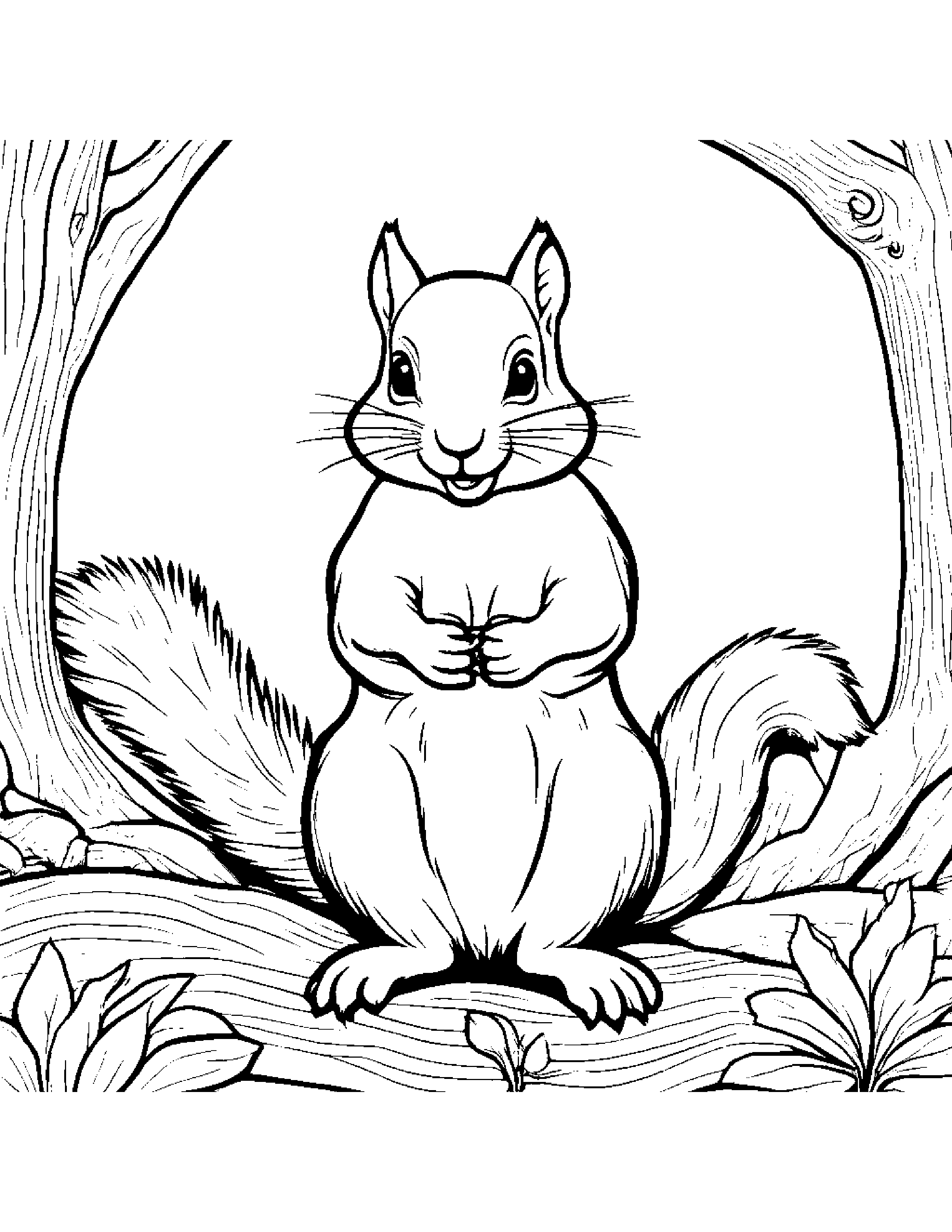 Squirrel Playing Pat-A-Cake #4 Coloring Page (Free Printable PDF)