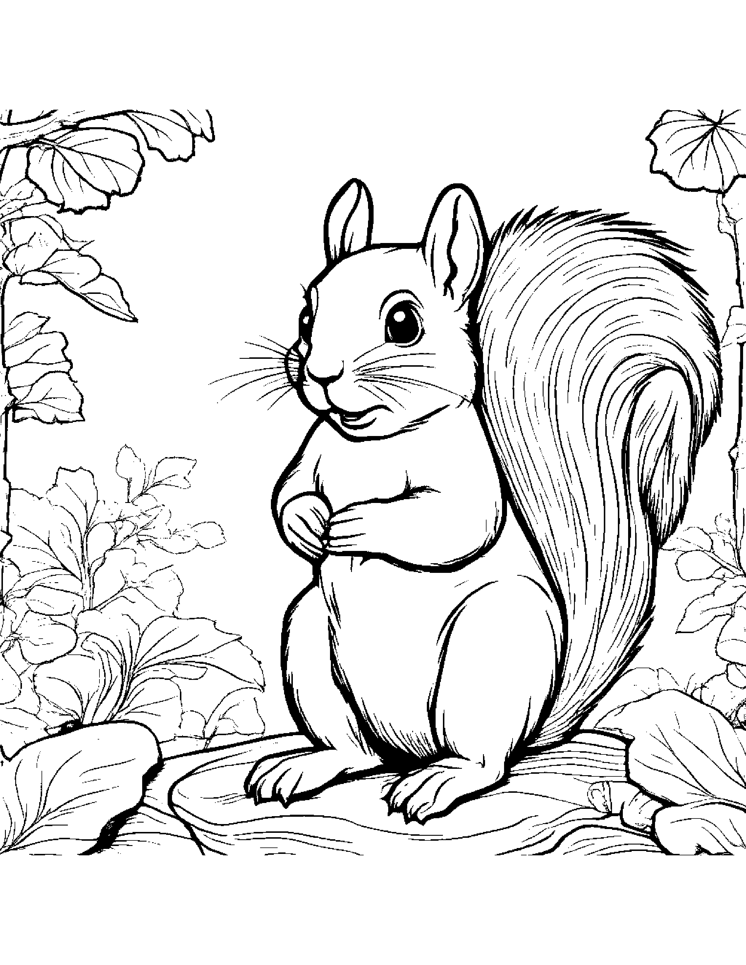 Squirrel Playing Pat-A-Cake #5 Coloring Page (Free Printable PDF)