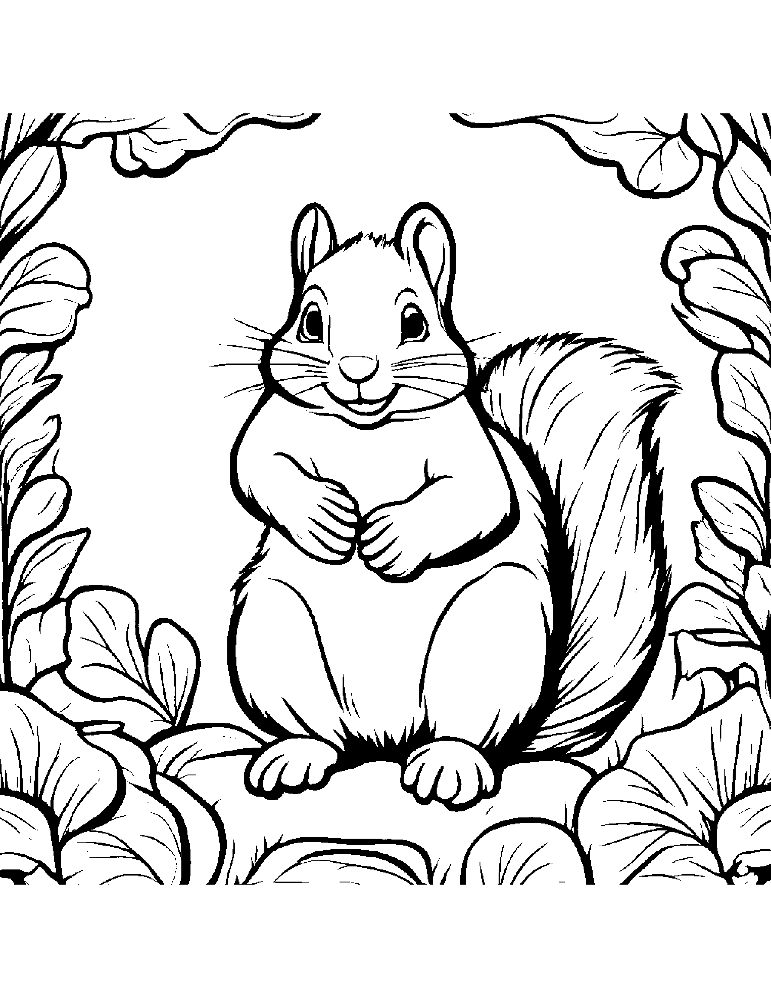 Squirrel Playing Pat-A-Cake Coloring Page (Free Printable PDF)
