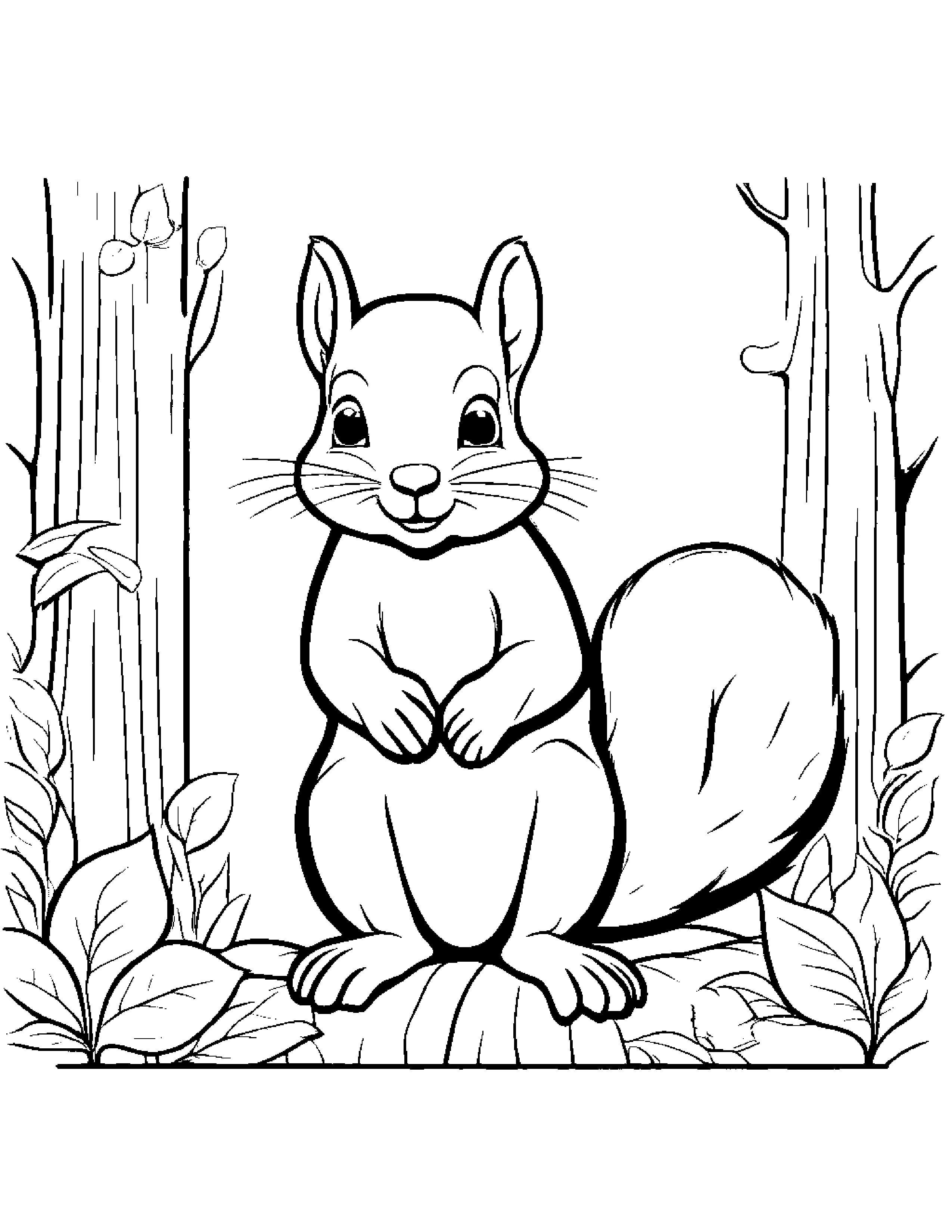 Squirrel Practicing Shapes #2 Coloring Page (Free Printable PDF)