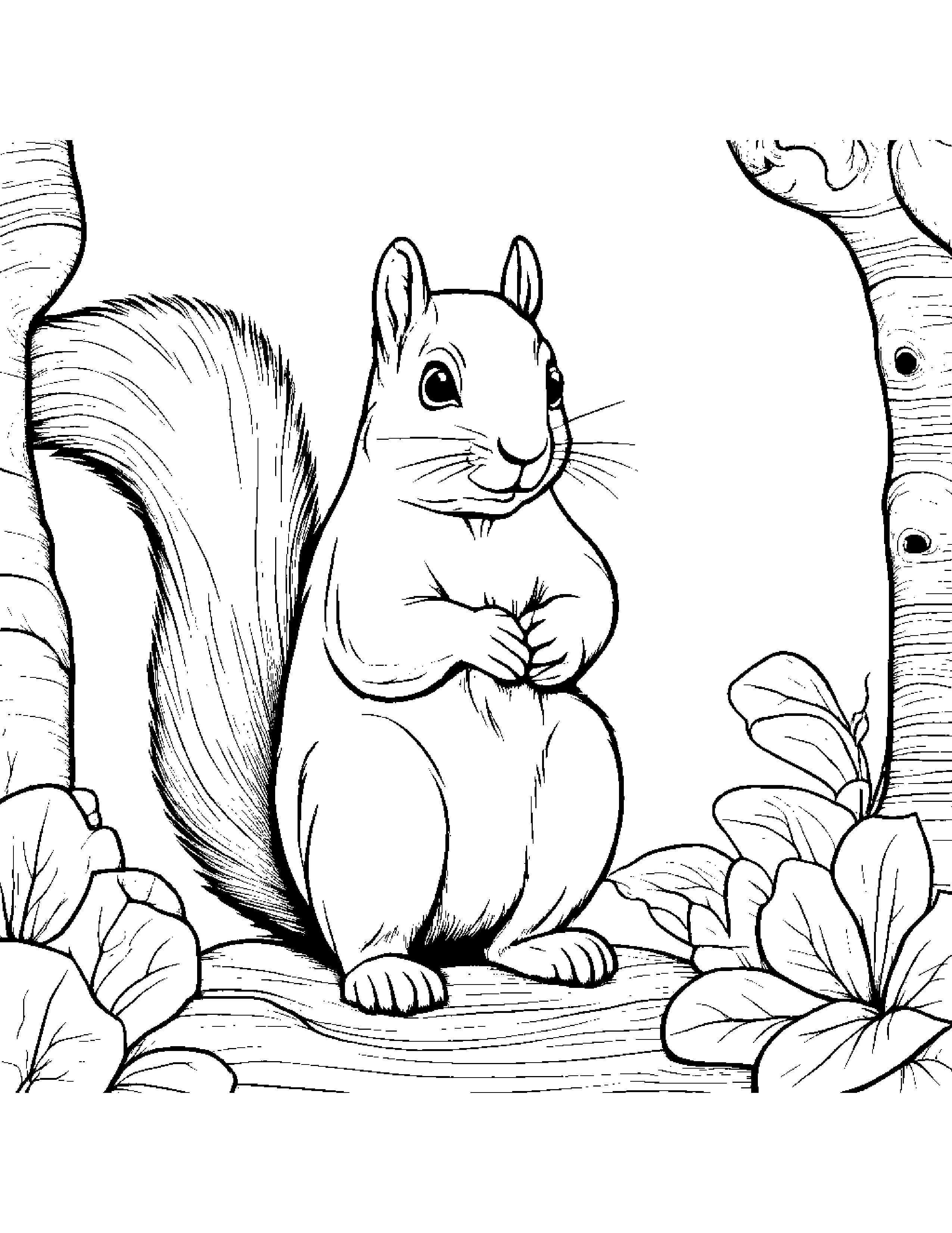 Squirrel Practicing Shapes Coloring Page (Free Printable PDF)