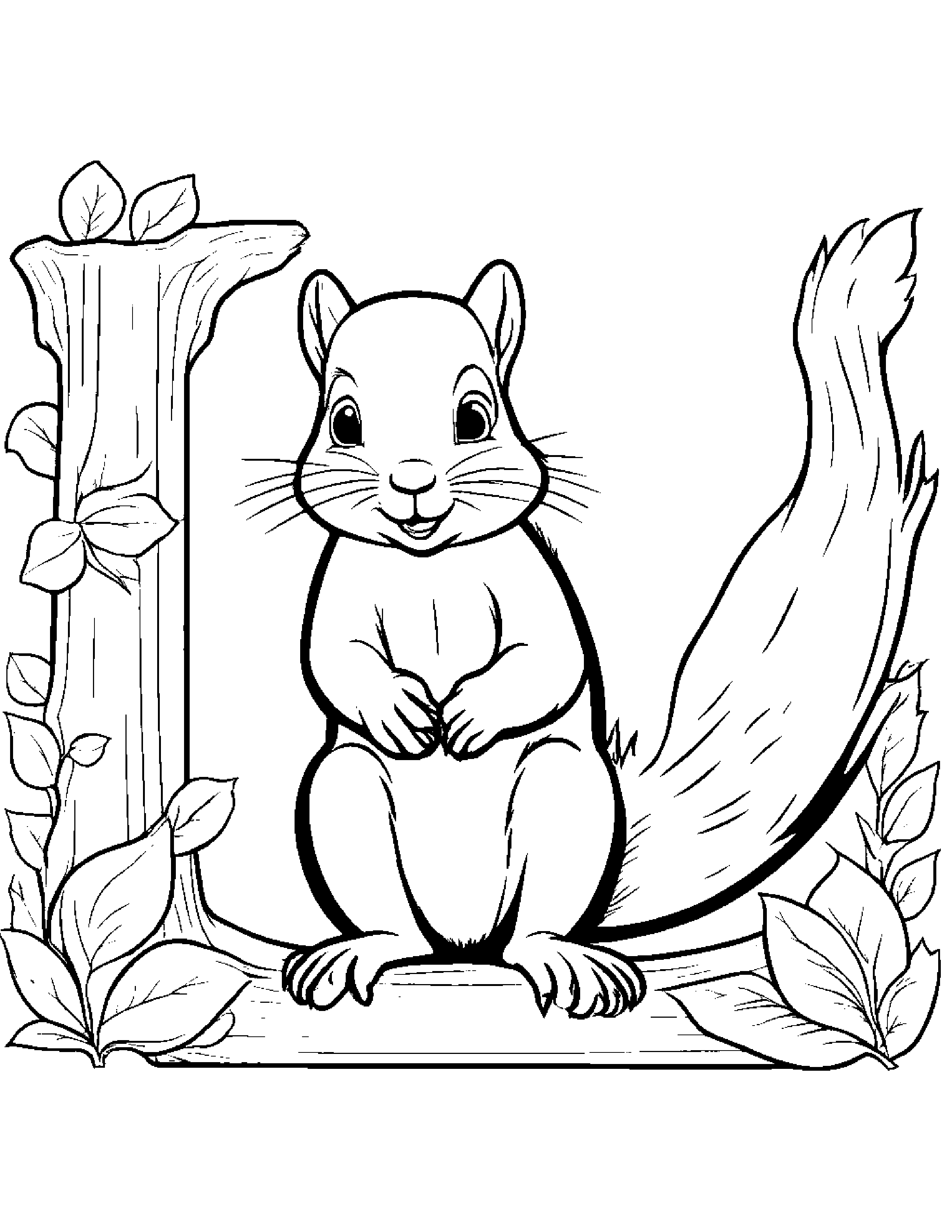 Squirrel Practicing The Alphabet Coloring Page (Free Printable PDF)