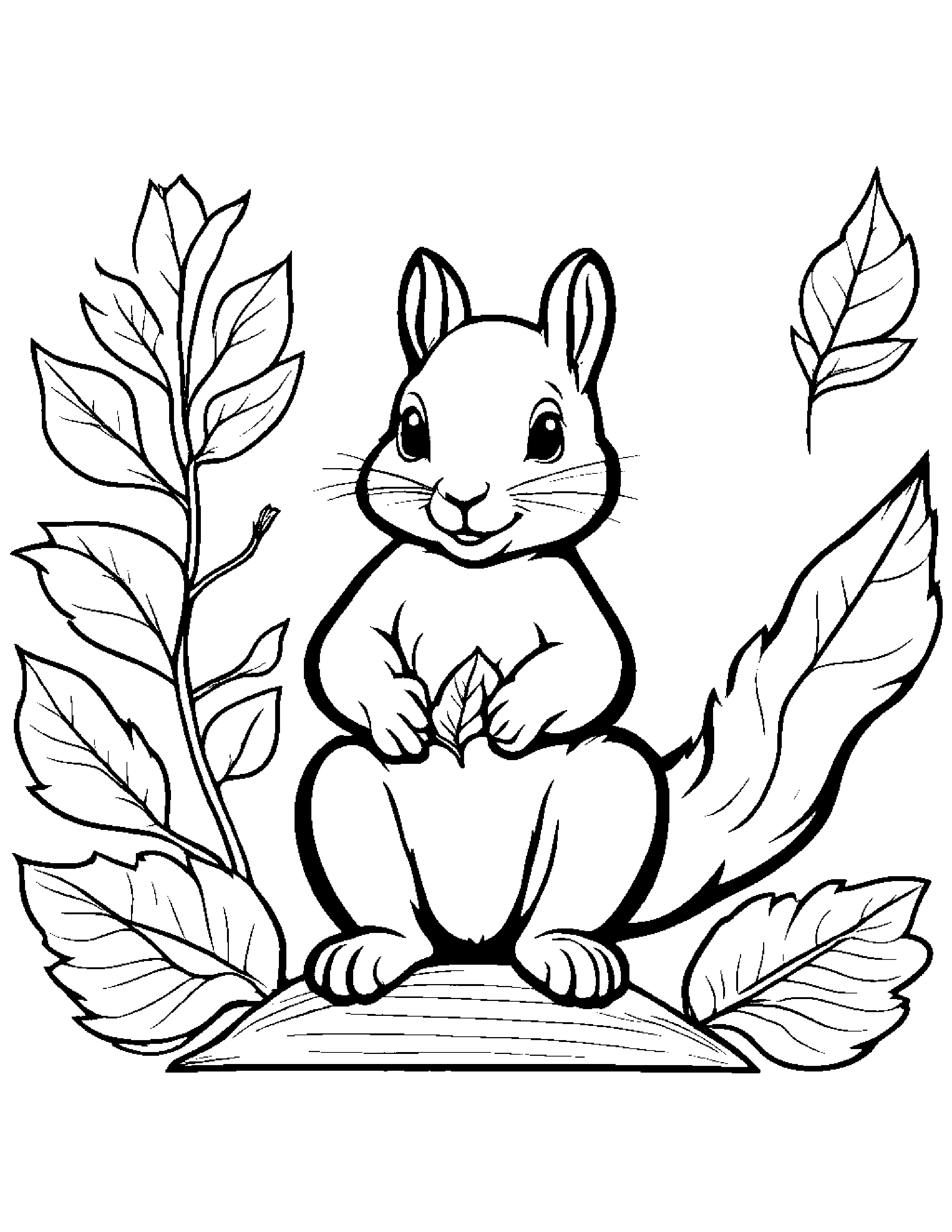 Squirrel With A Leaf Sprig Coloring Page (Free Printable PDF)