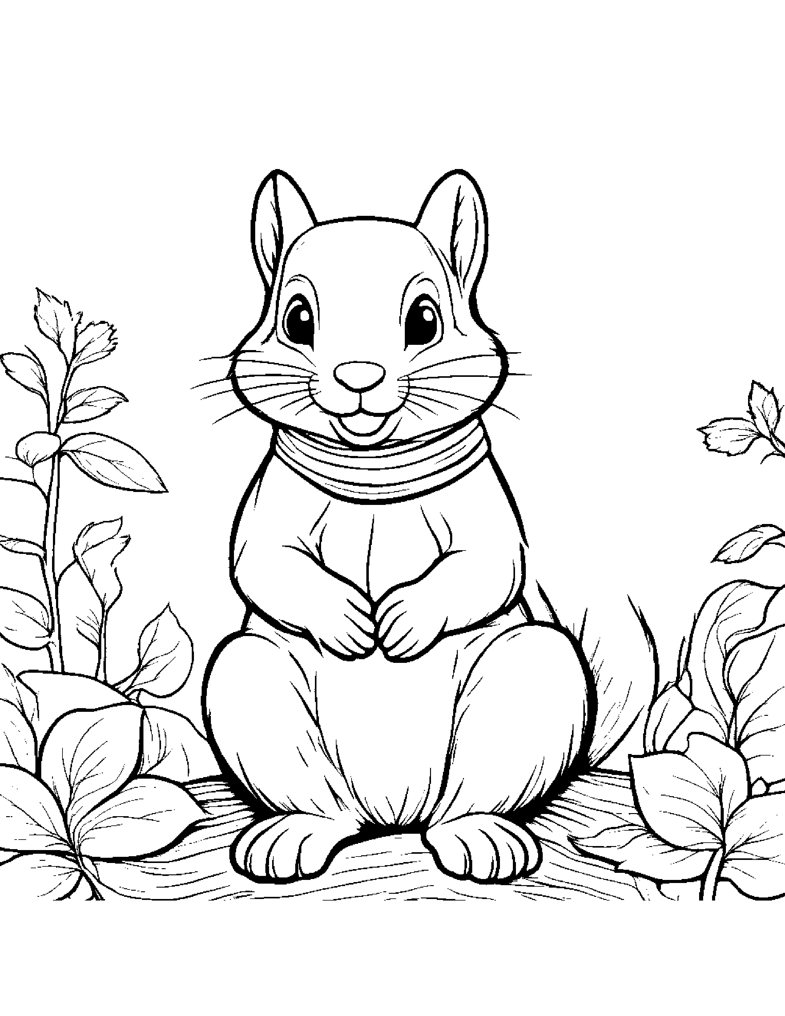 Squirrel With A Soft Scarf #2 Coloring Page (Free Printable PDF)