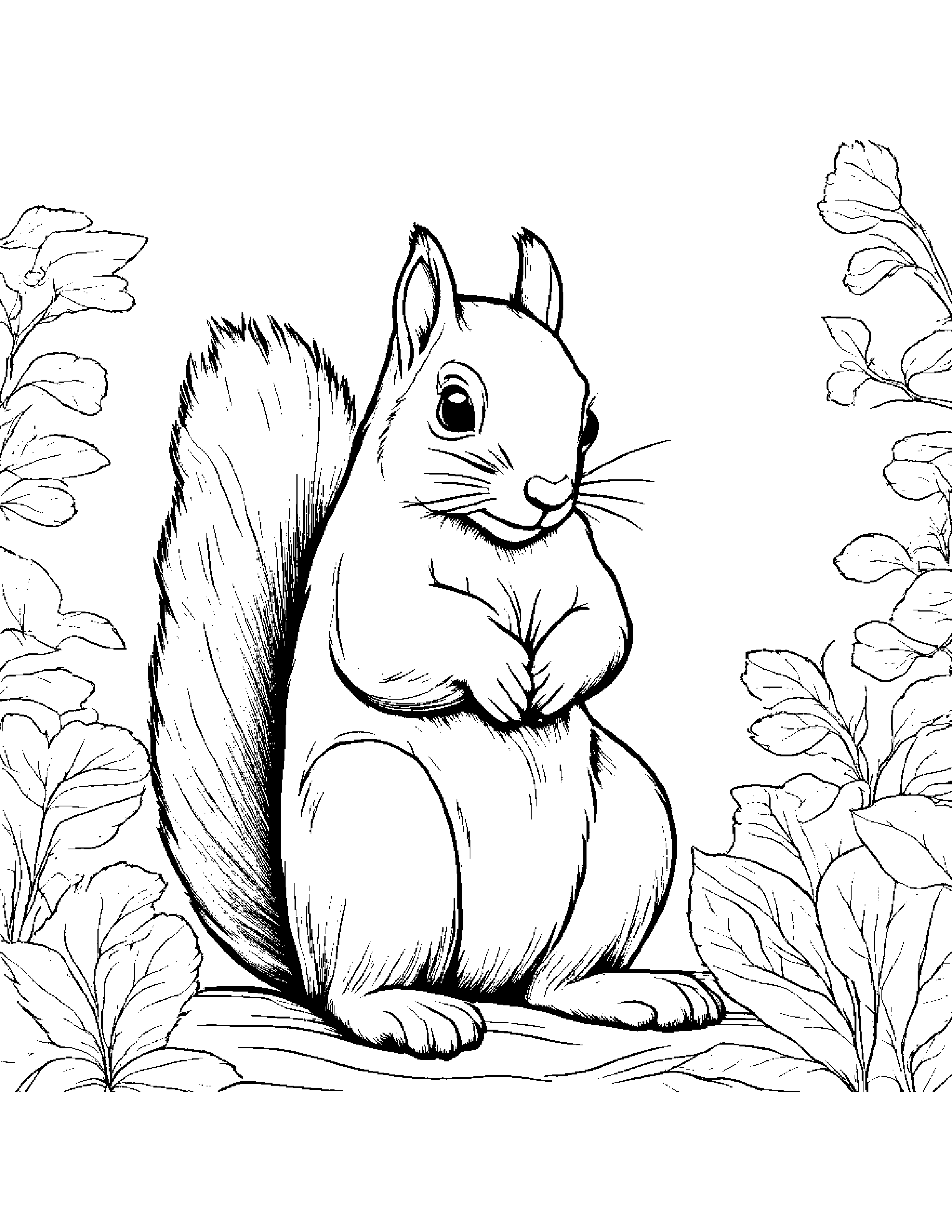 Squirrel With A Soft Scarf #3 Coloring Page (Free Printable PDF)
