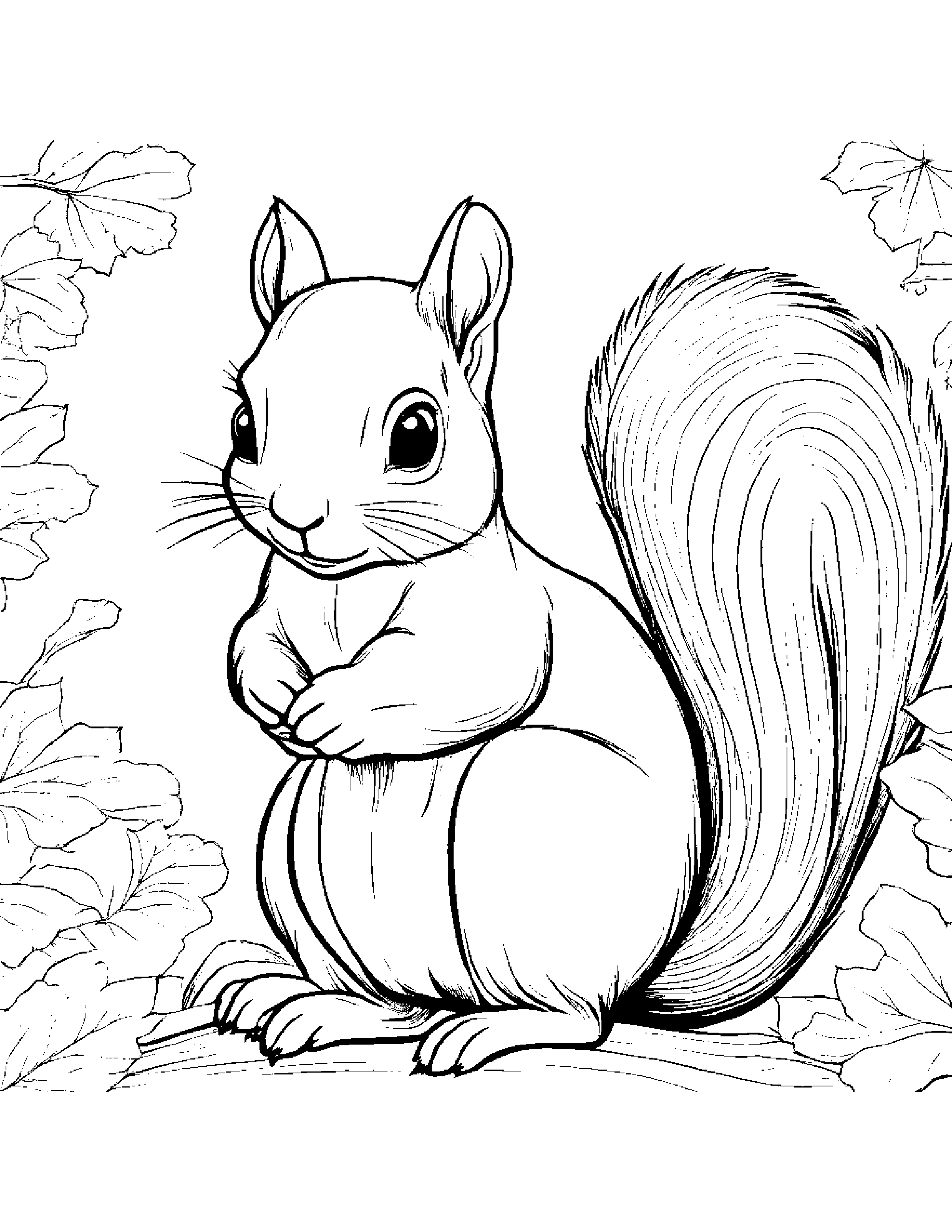 Squirrel With A Soft Scarf #5 Coloring Page (Free Printable PDF)