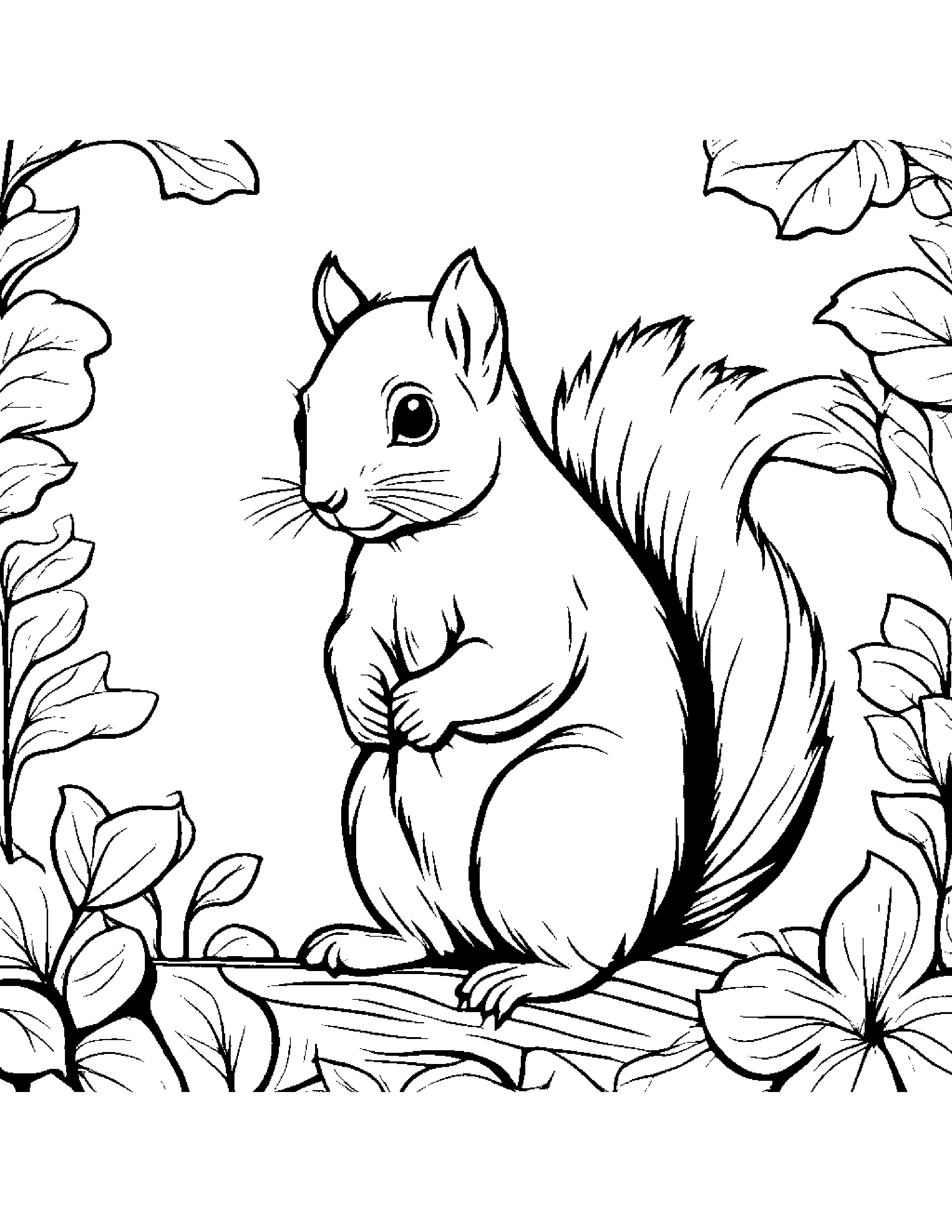 Squirrel With A Soft Scarf Coloring Page (Free Printable PDF)