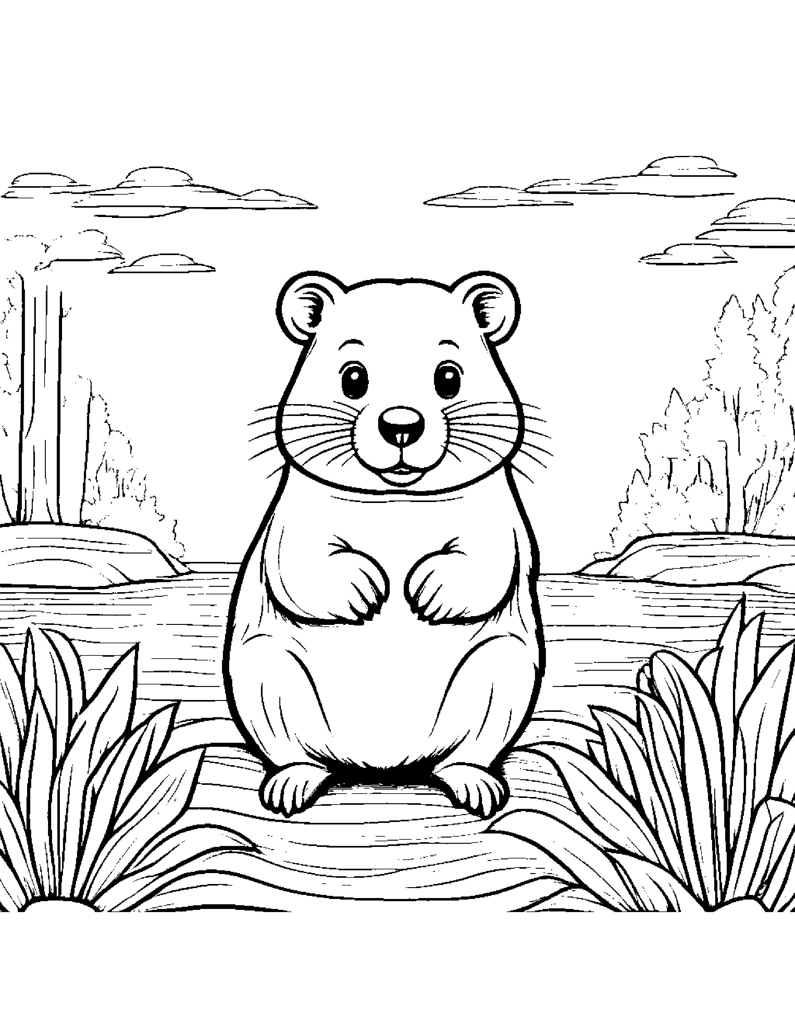 Sunny Beaver #2 Coloring Page (Free Printable PDF)